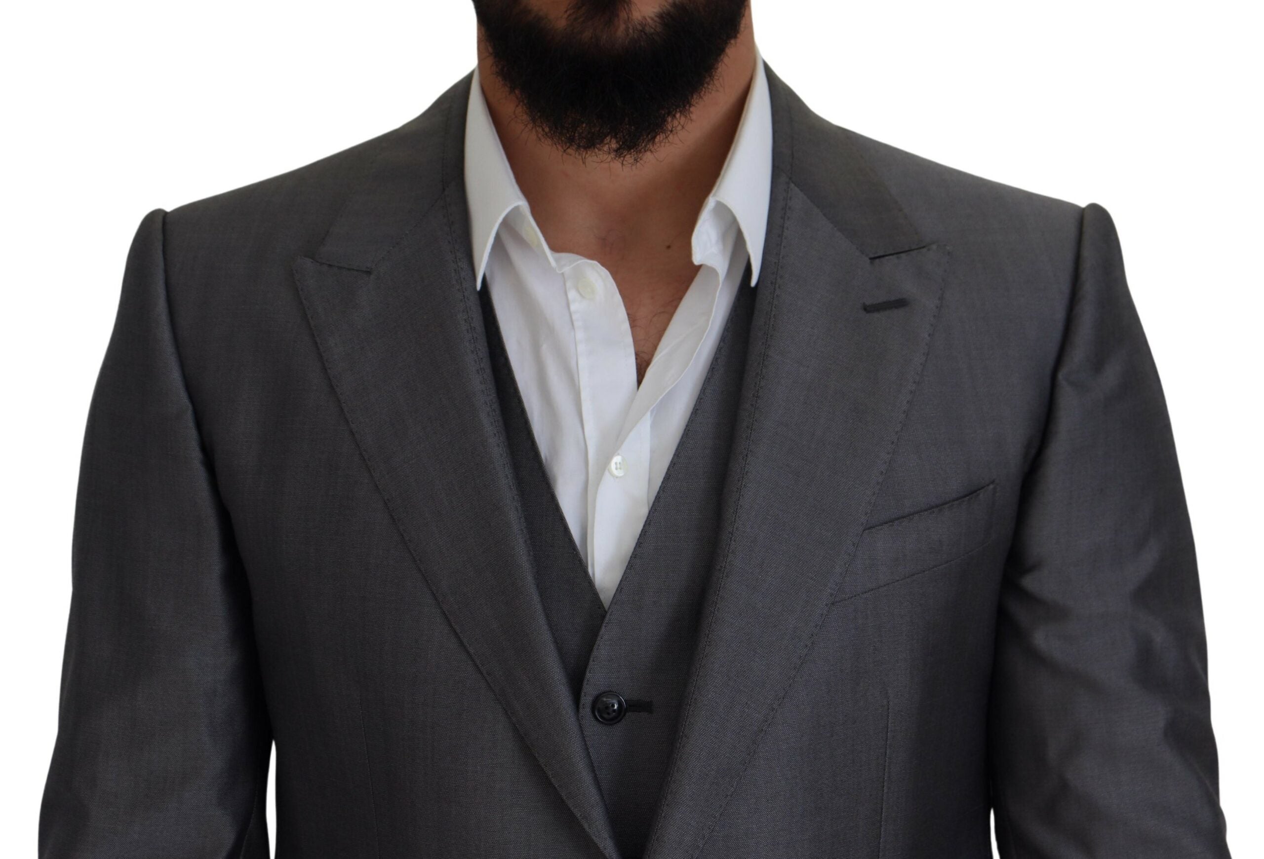 Dolce & Gabbana Grauer SICILIA 3 Stück Slim Fit Anzug-8