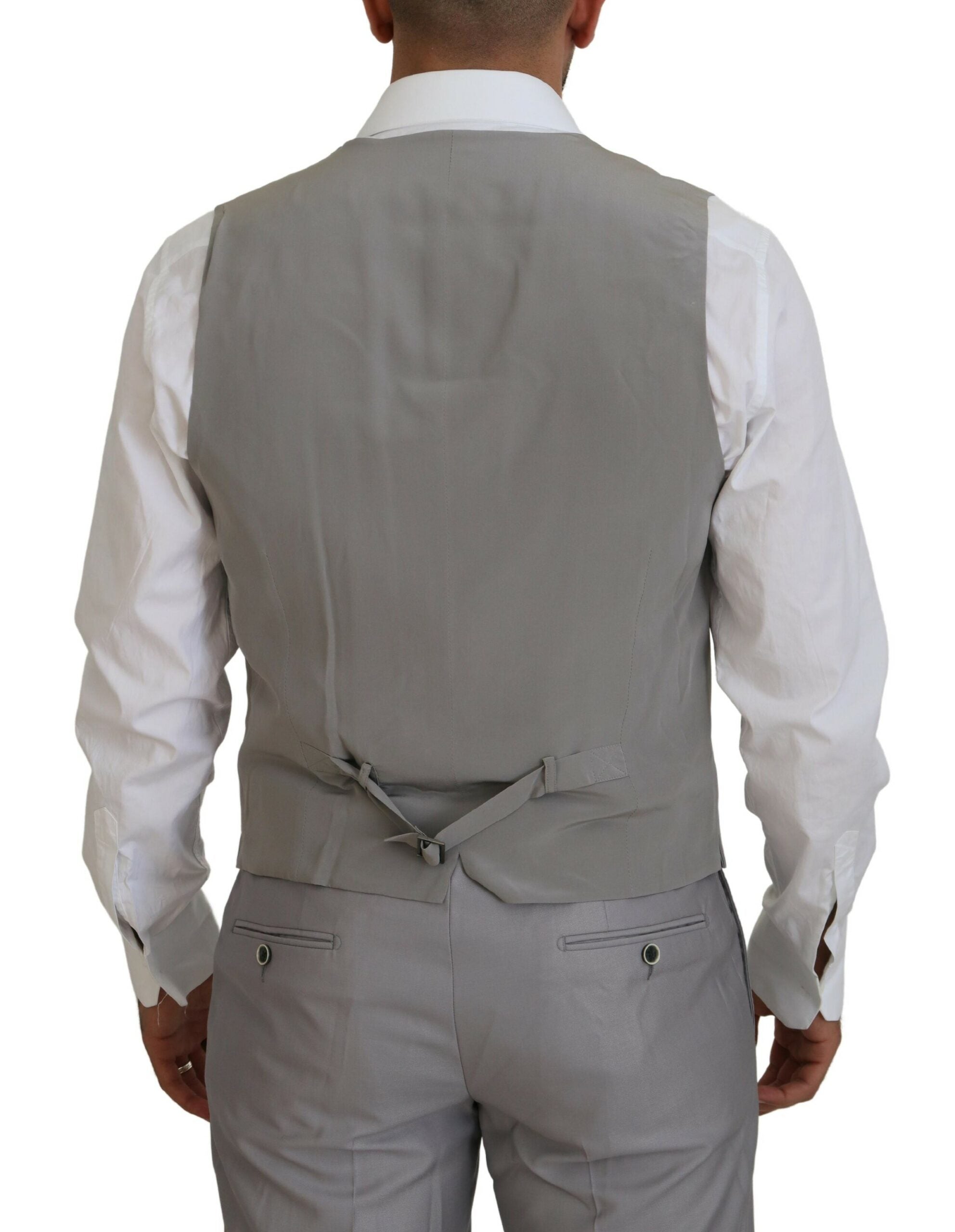 Dolce & Gabbana Silver Wool-Silk 3-Piece Slim Fit Suit-2