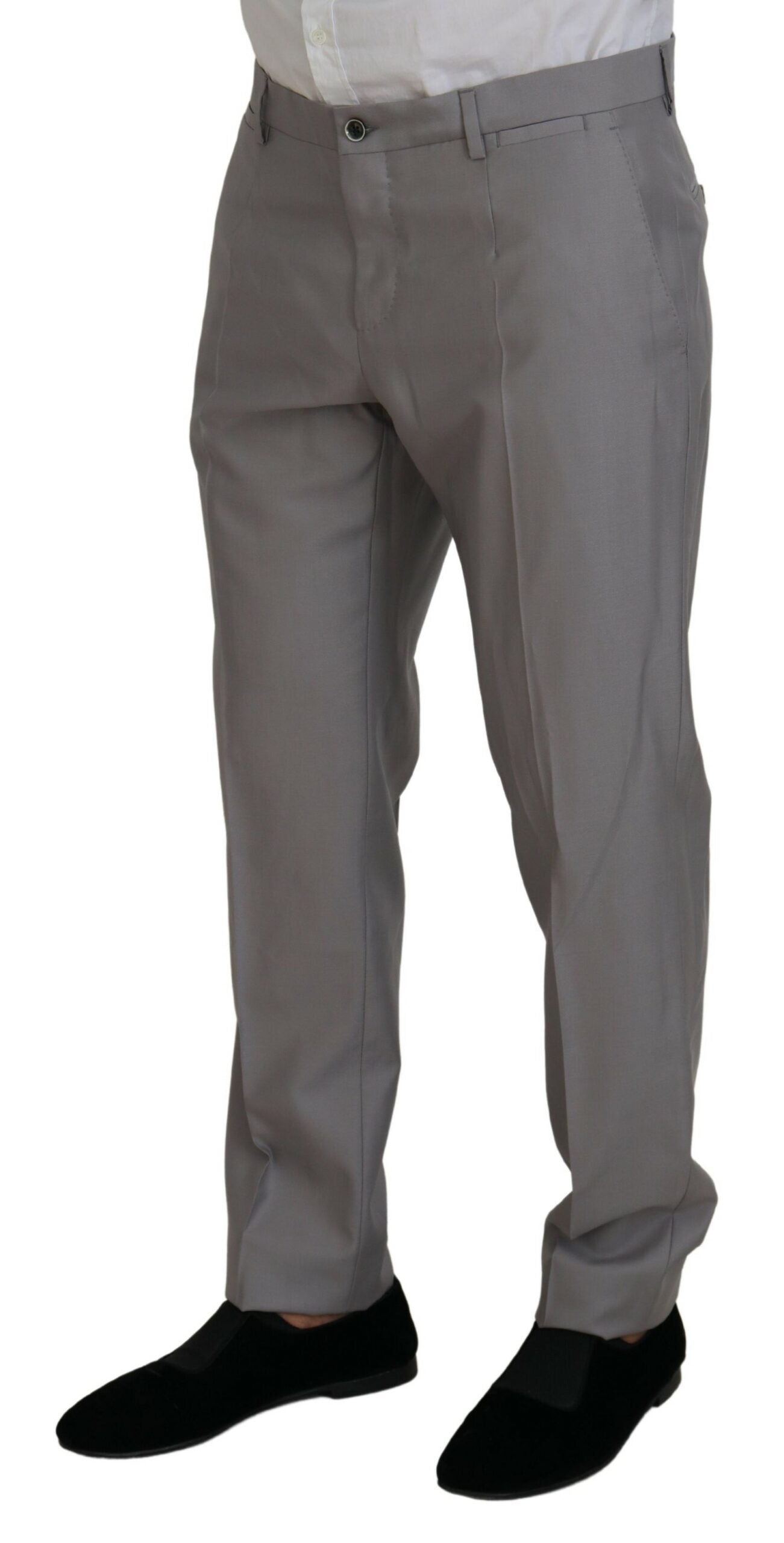 Dolce & Gabbana Silver Wool-Silk 3-Piece Slim Fit Suit-4