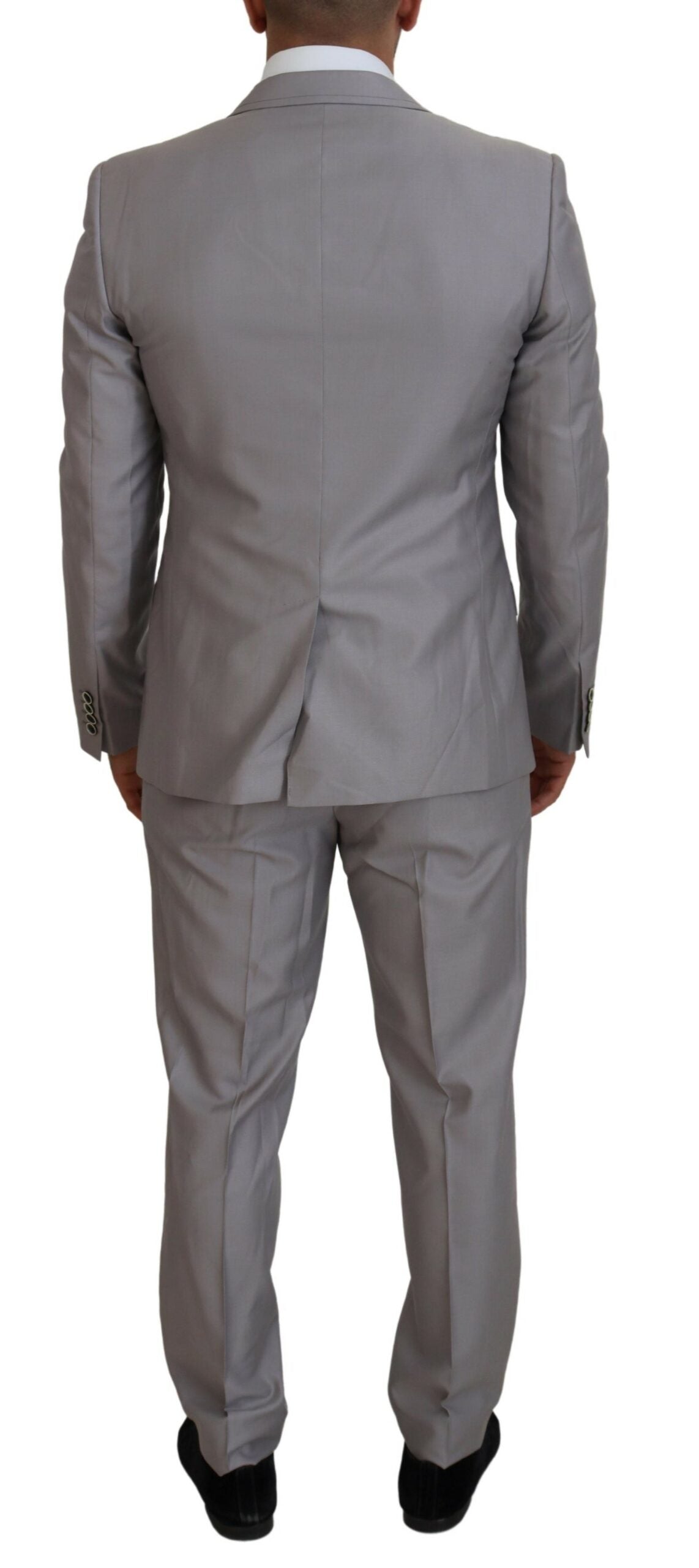 Dolce & Gabbana Silver Wool-Silk 3-Piece Slim Fit Suit-8