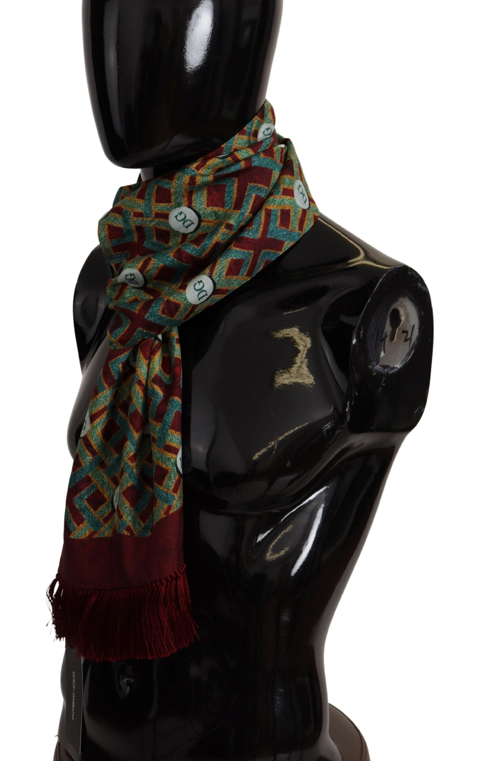 Dolce & Gabbana Multicolor DG Logo Scarf Warm Neck Wrap Fringe Scarf-2