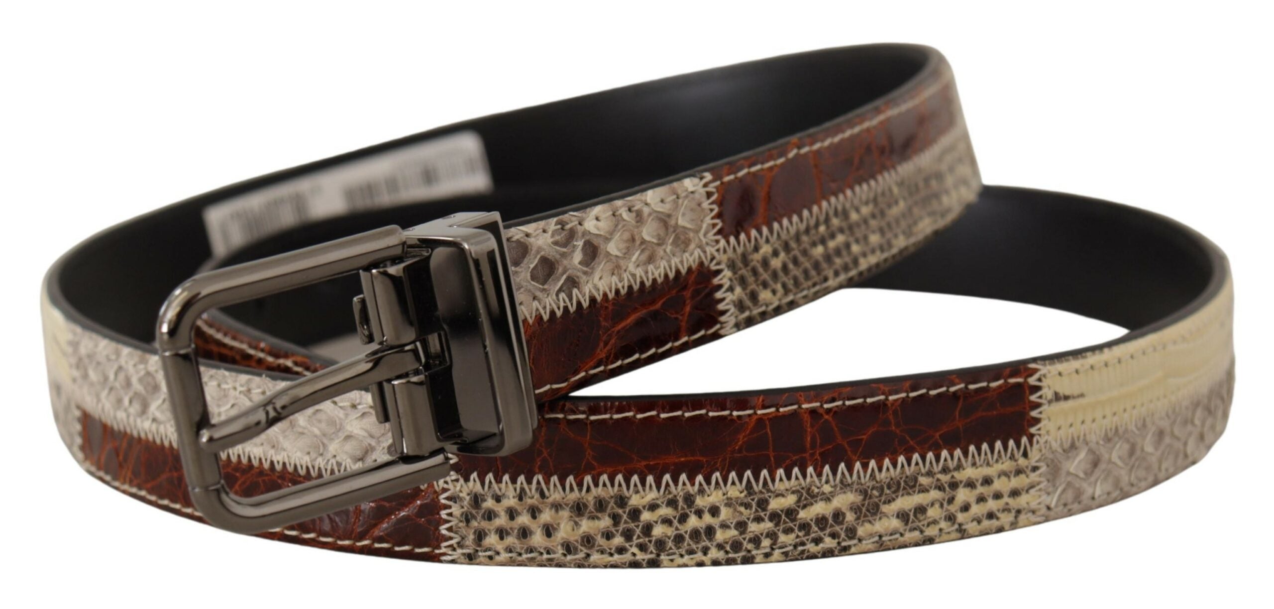 Dolce & Gabbana Multicolor Exotic Leather Patchwork Metal Belt-2