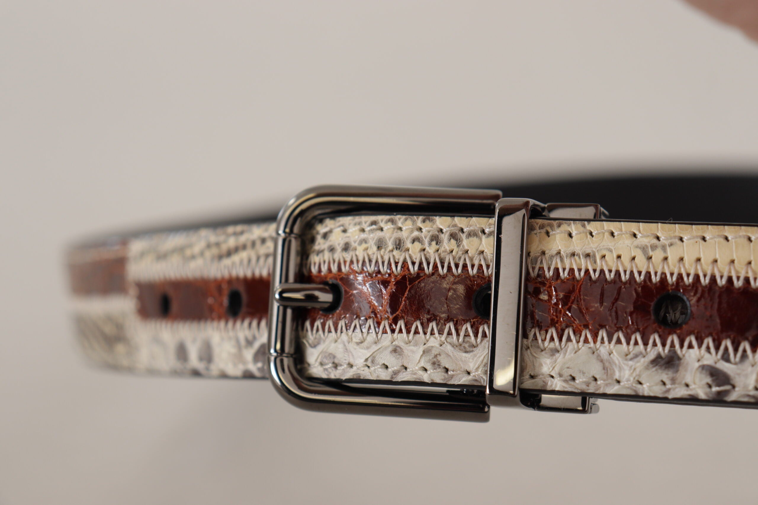 Dolce & Gabbana Multicolor Exotic Leather Patchwork Metal Belt-4