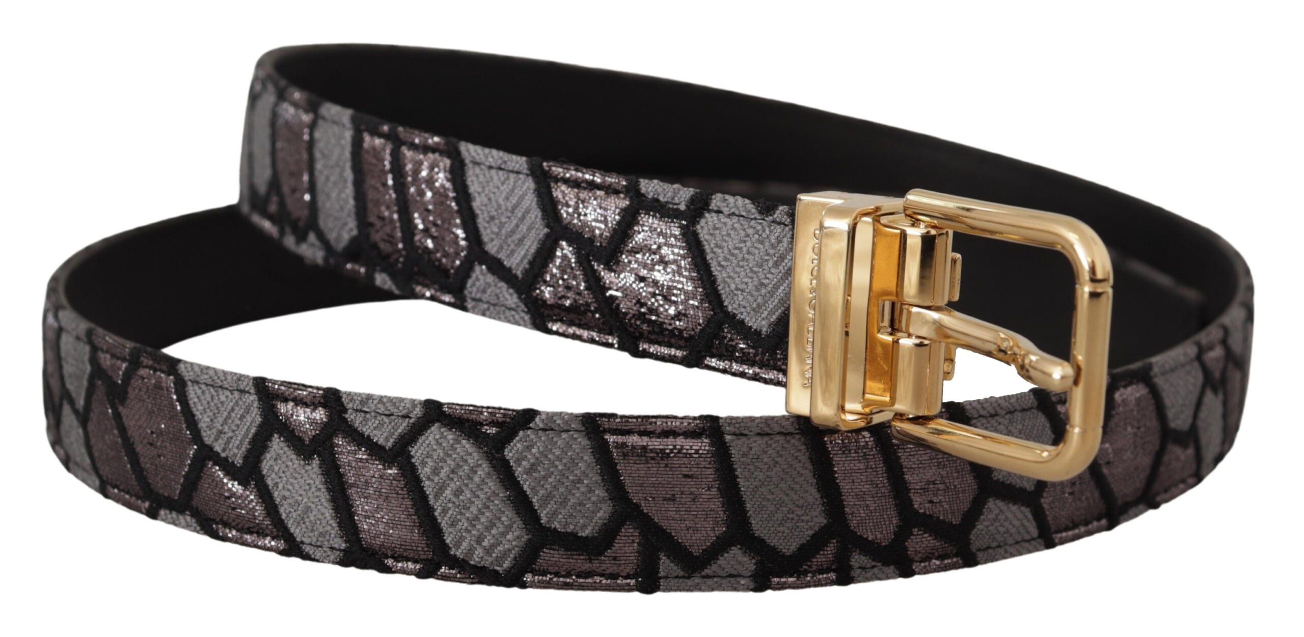 Dolce & Gabbana multicoloured patchwork leather belt with gold jacquard pattern-2