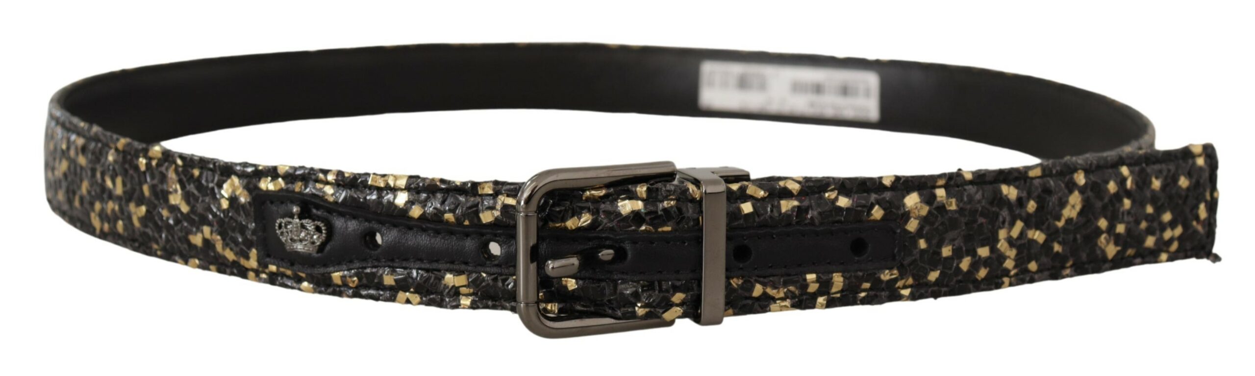 Cinturón de piel bicolor con hebilla cromada, dorado y negro de Dolce & Gabbana-1