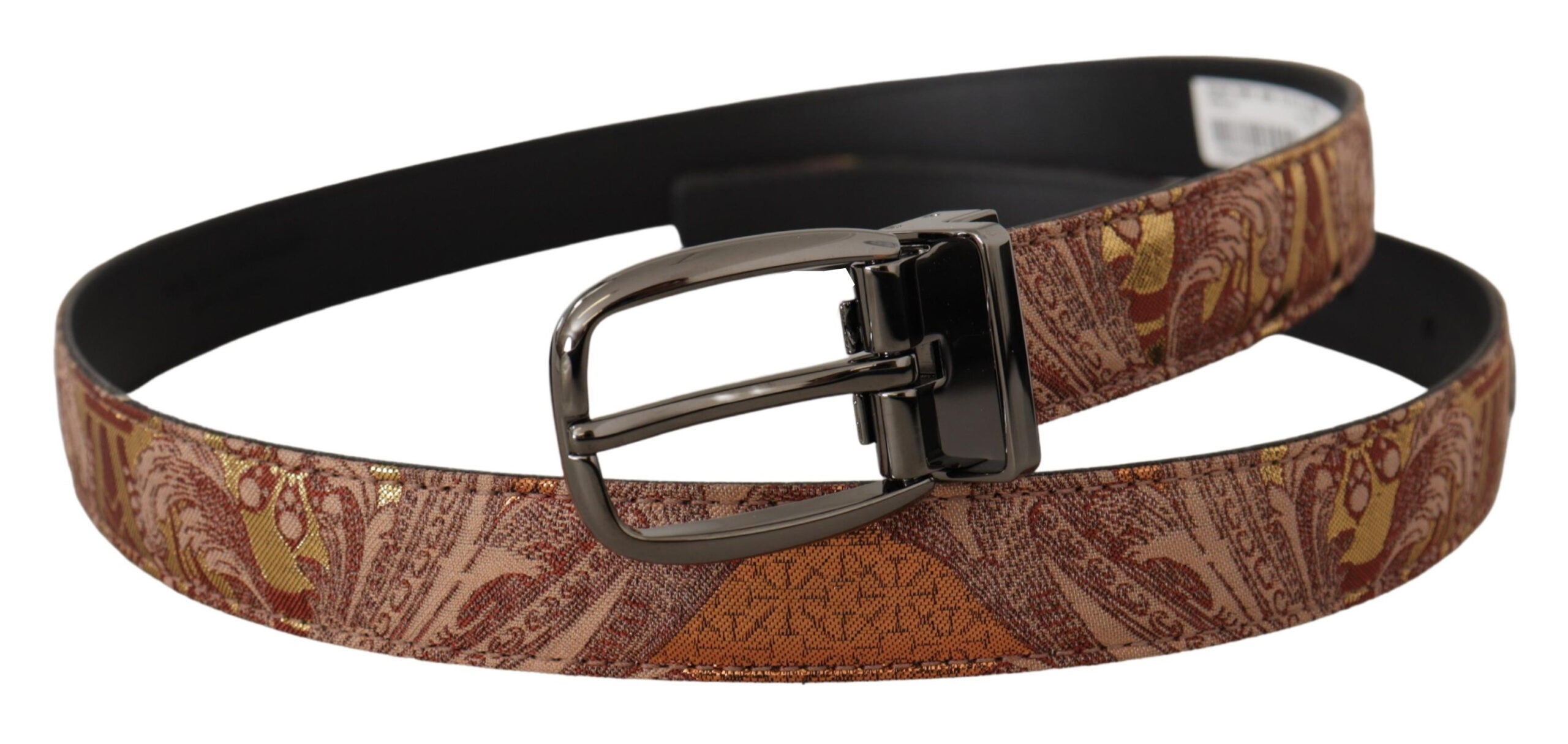 Dolce & Gabbana Multicolor geprägter Ledergürtel mit schwarzer Metallschnalle-2