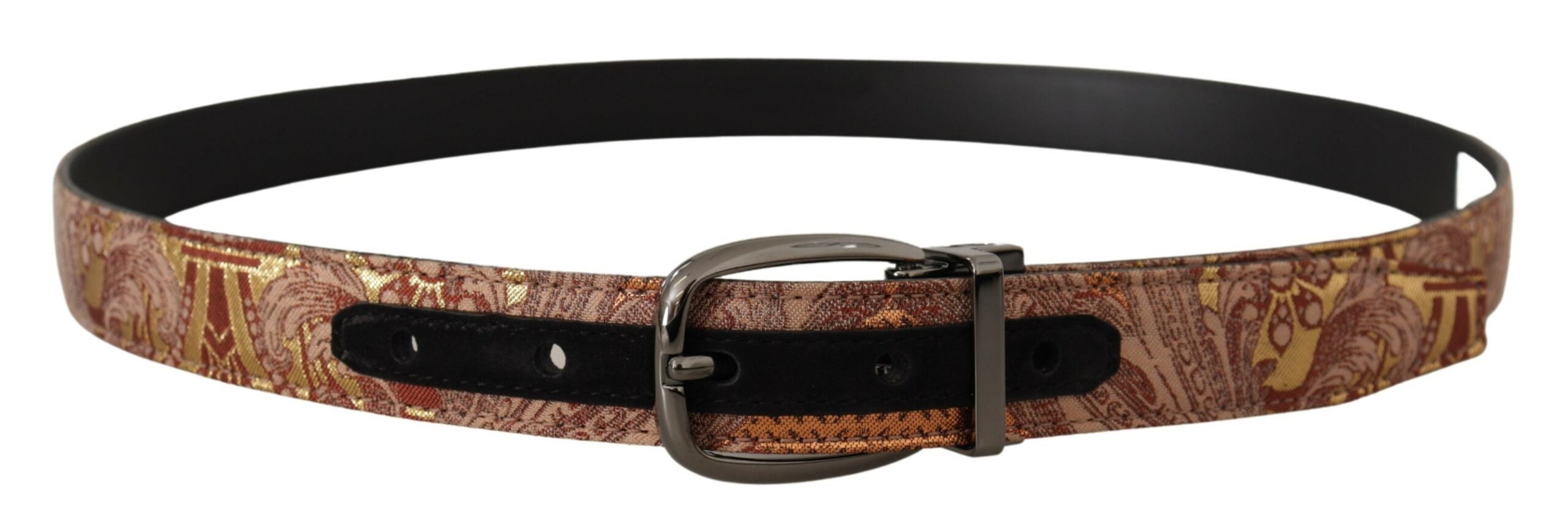 Dolce & Gabbana Multicolor geprägter Ledergürtel mit schwarzer Metallschnalle-1