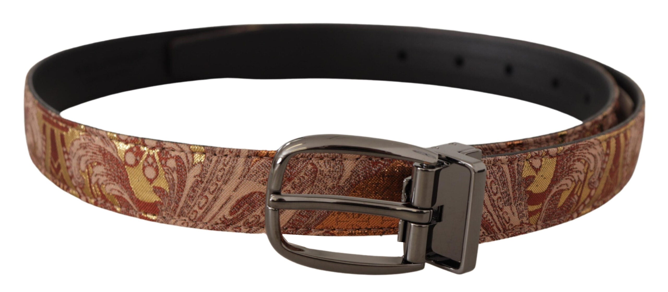 Dolce & Gabbana Multicolor geprägter Ledergürtel mit schwarzer Metallschnalle-3