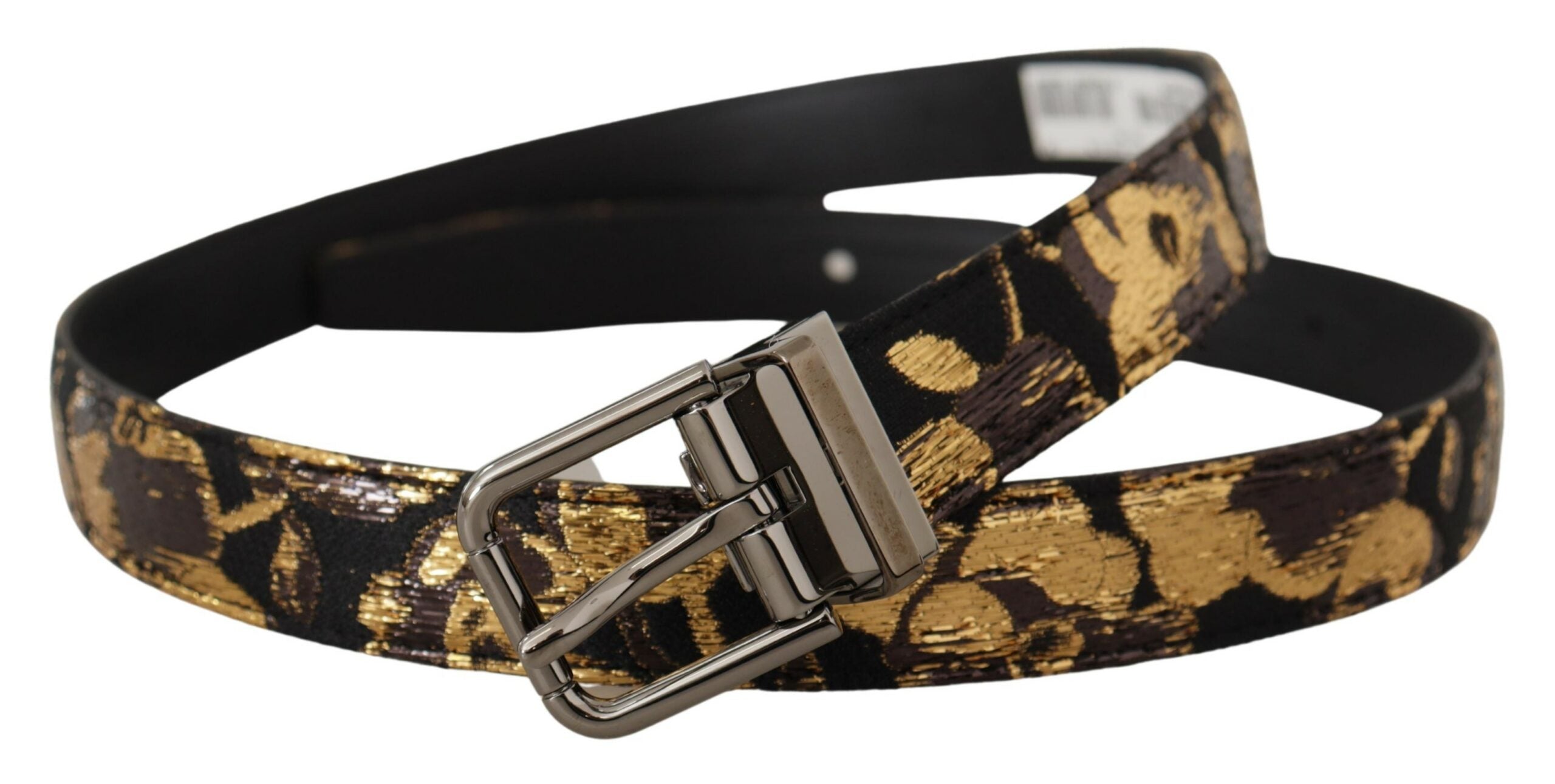 Dolce & Gabbana Multicolor Jacquard Leather Logo Metal Buckle Belt-2
