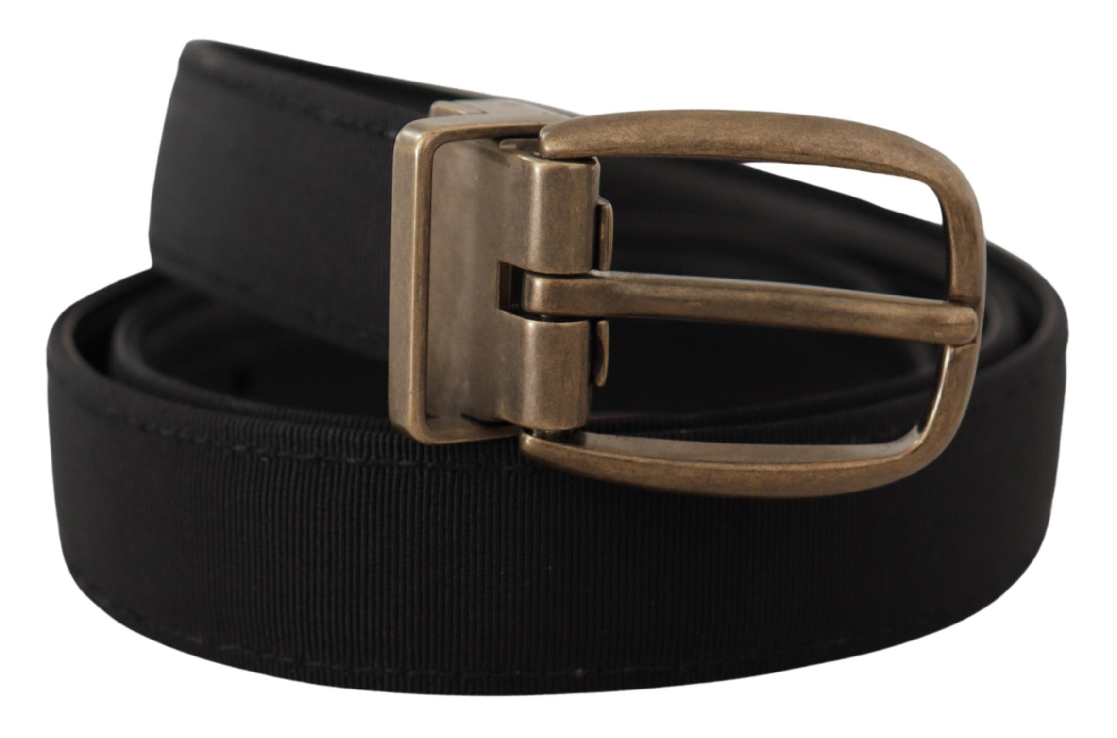 Dolce & Gabbana Schwarzer Grosgrain-Ledergürtel aus Bronze und Metall-2