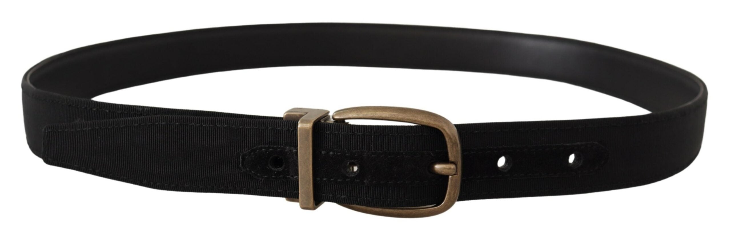 Dolce & Gabbana Schwarzer Grosgrain-Ledergürtel aus Bronze und Metall-3
