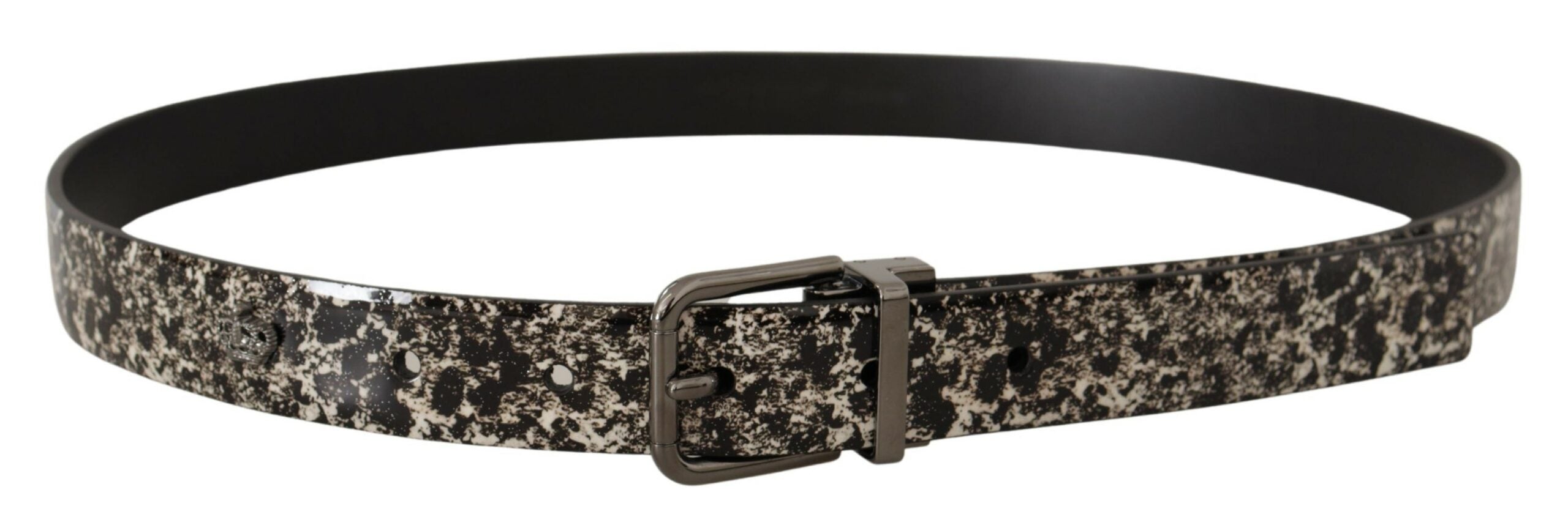 Dolce & Gabbana black marble leather belt with grey logo-3