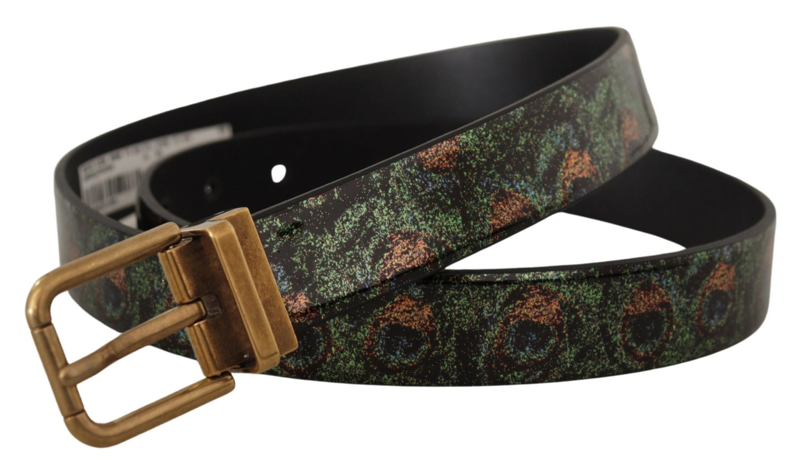 Dolce & Gabbana Cinturón Vernice Pavone De Cuero Multicolor Con Metal Bronce-2