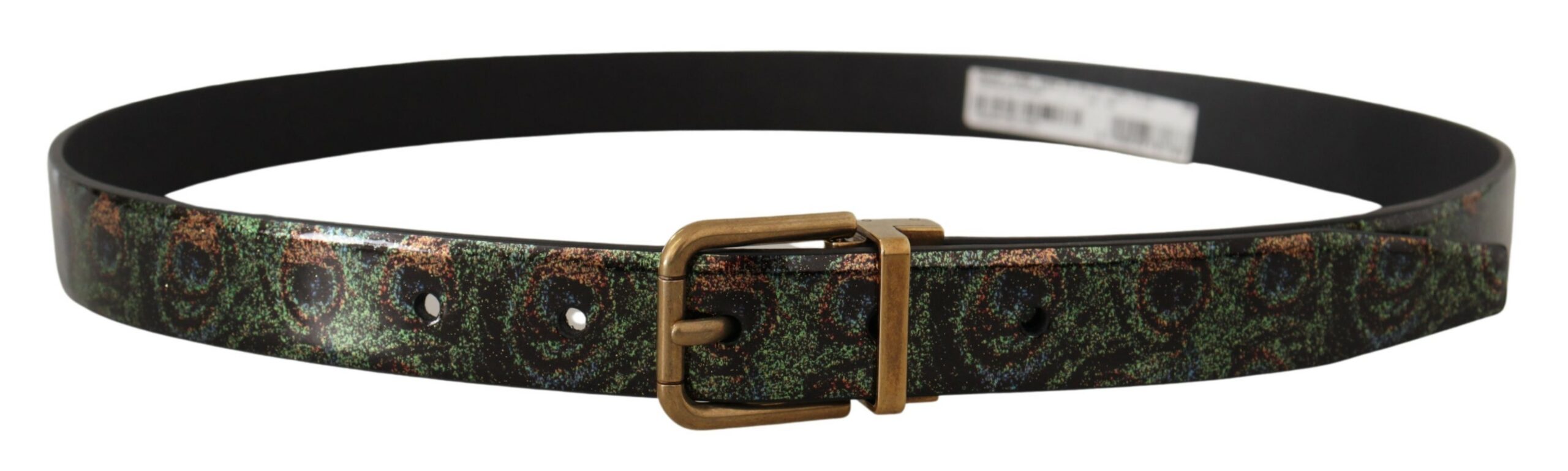 Dolce & Gabbana Cinturón Vernice Pavone De Cuero Multicolor Con Metal Bronce-3