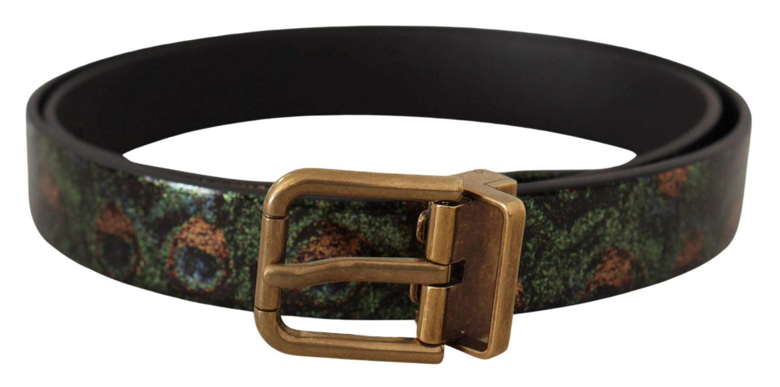 Dolce & Gabbana Cinturón Vernice Pavone De Cuero Multicolor Con Metal Bronce-1