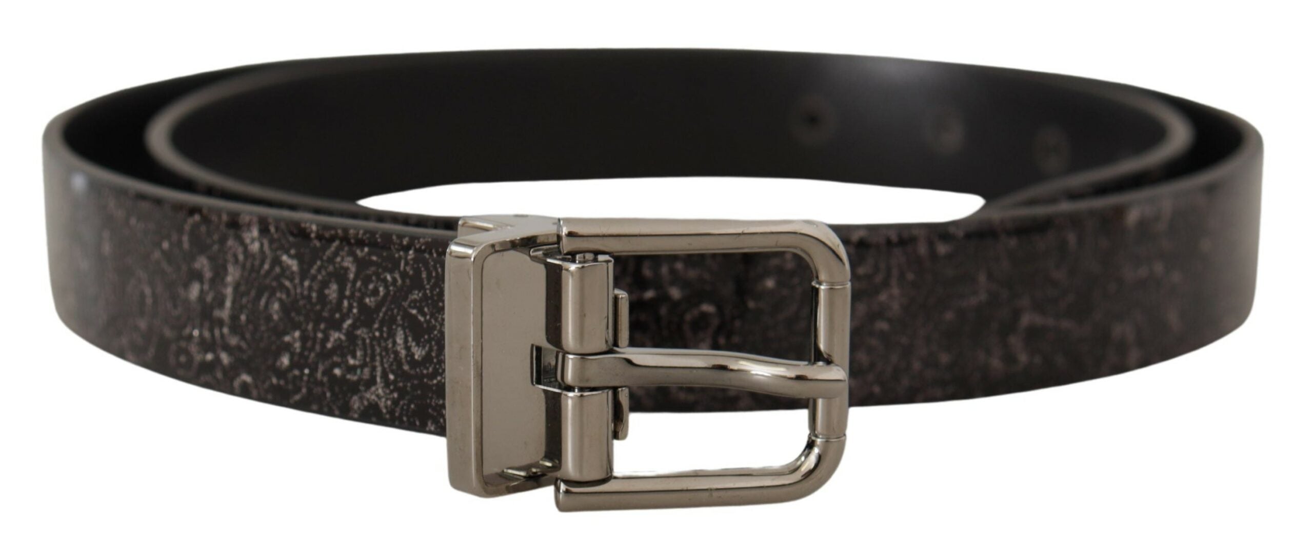 Dolce & Gabbana Black Goccia Glitter Patent Leather Buckle Vernice Belt-1