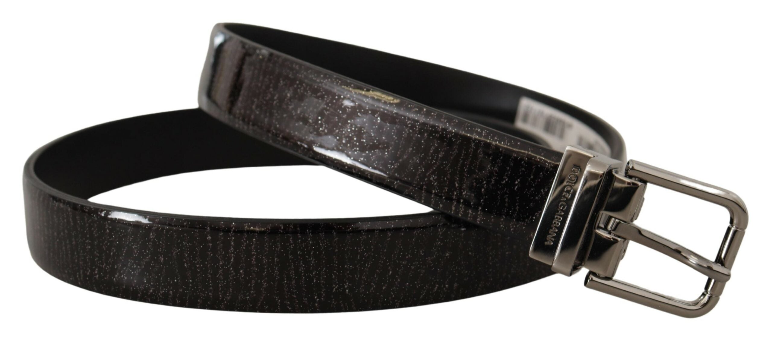 Dolce & Gabbana Schwarzes Leder Vernice Metallschnalle Gürtel-2