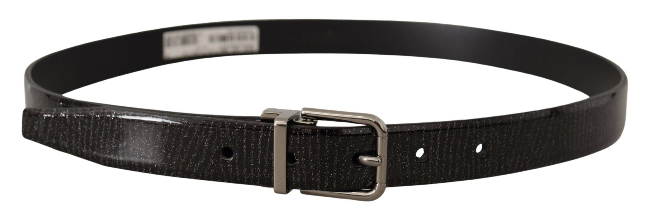 Dolce & Gabbana Schwarzes Leder Vernice Metallschnalle Gürtel-3
