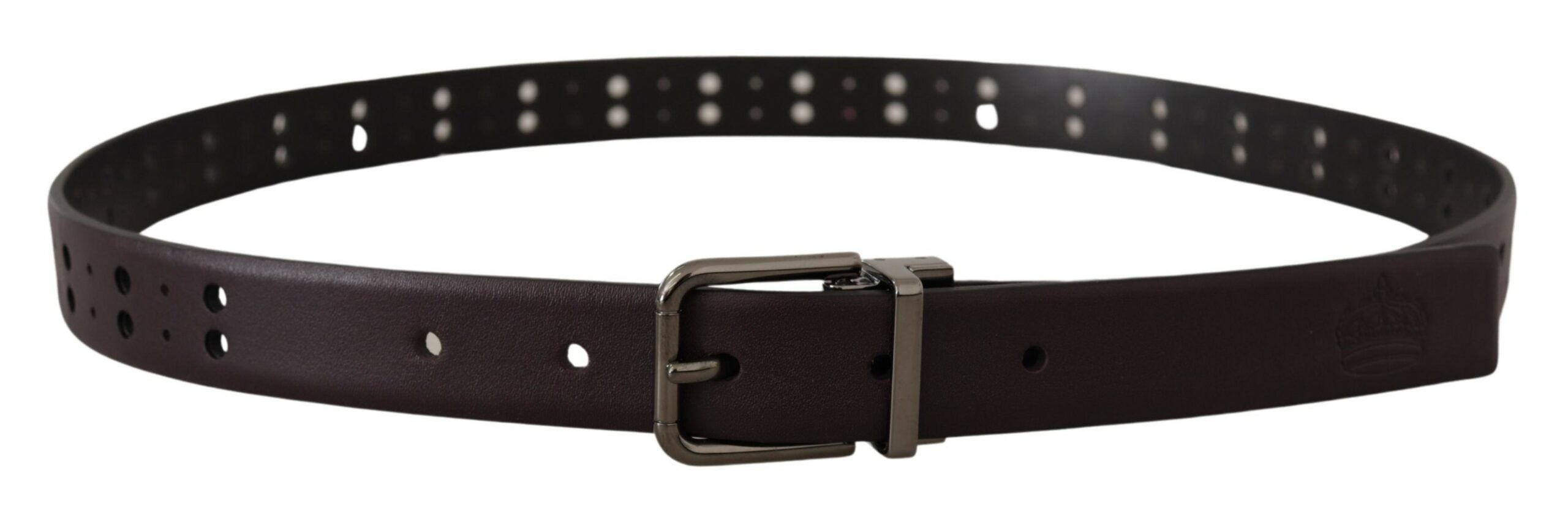 Dolce & Gabbana burgundy leather belt with perforated metal buckle-3