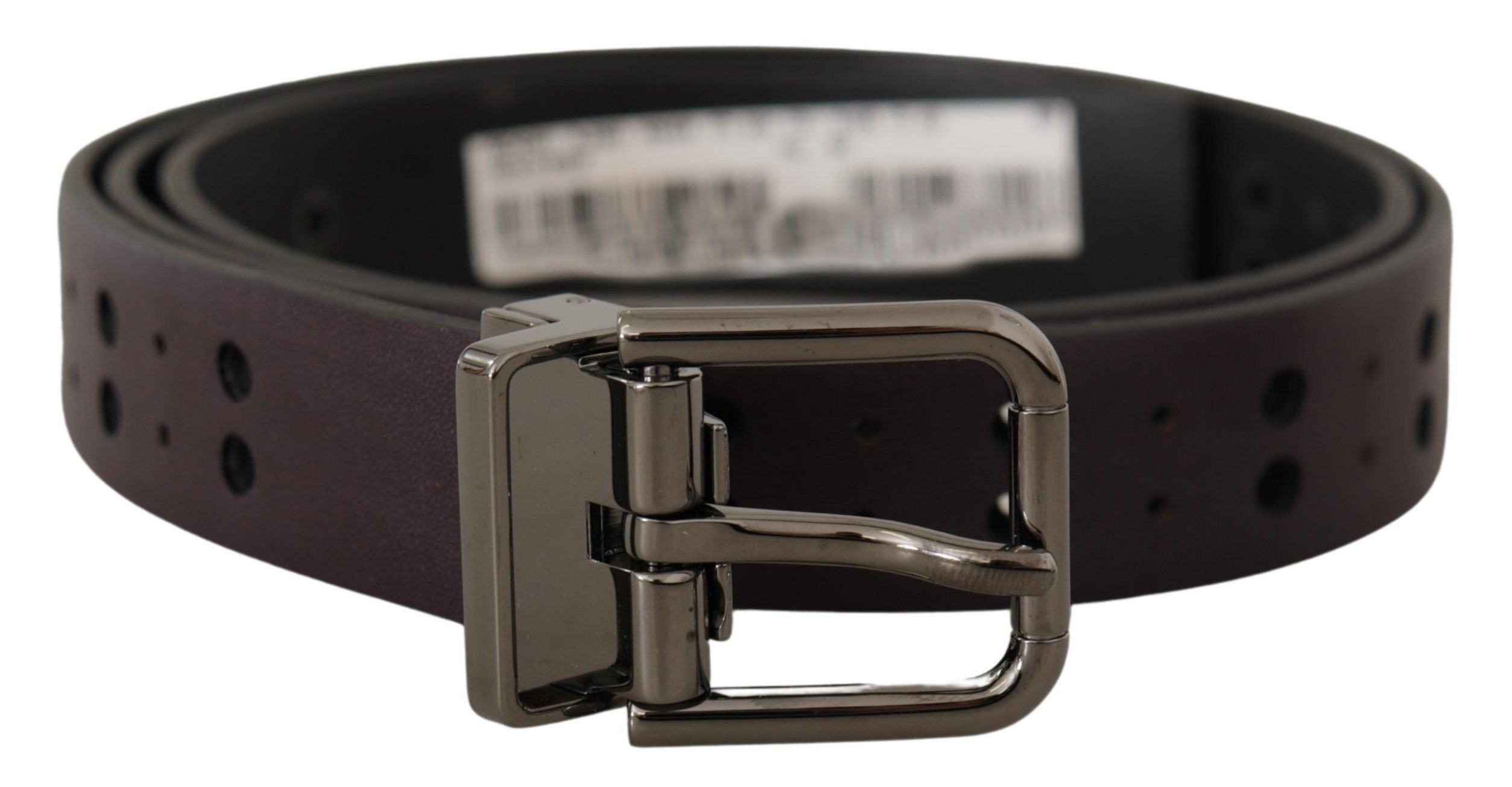 Dolce & Gabbana burgundy leather belt with perforated metal buckle-1