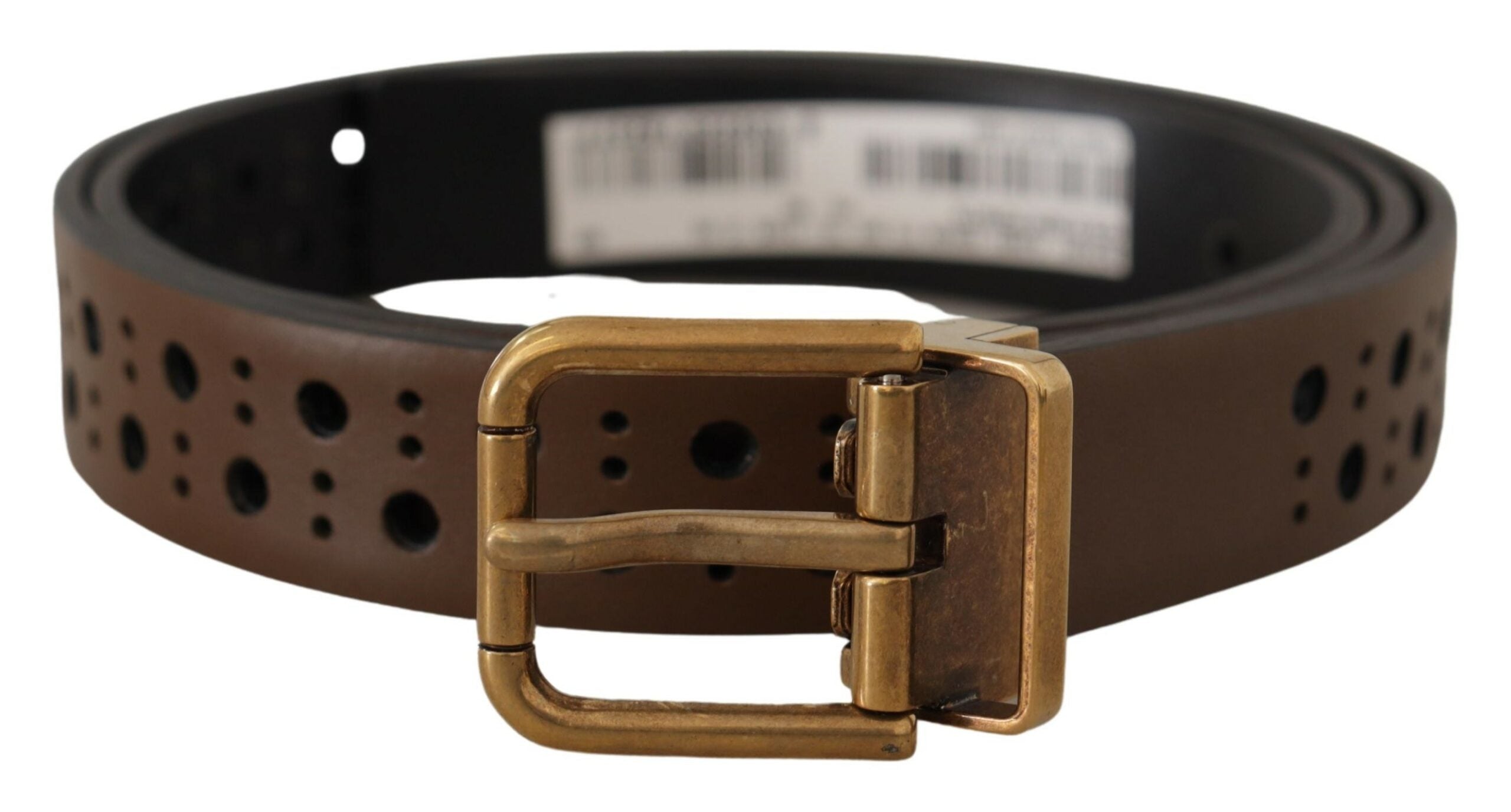 Dolce & Gabbana brown leather belt with perforated crown