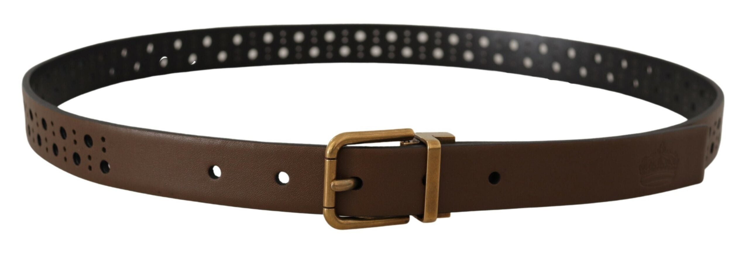 Dolce & Gabbana brown leather belt with perforated crown-3