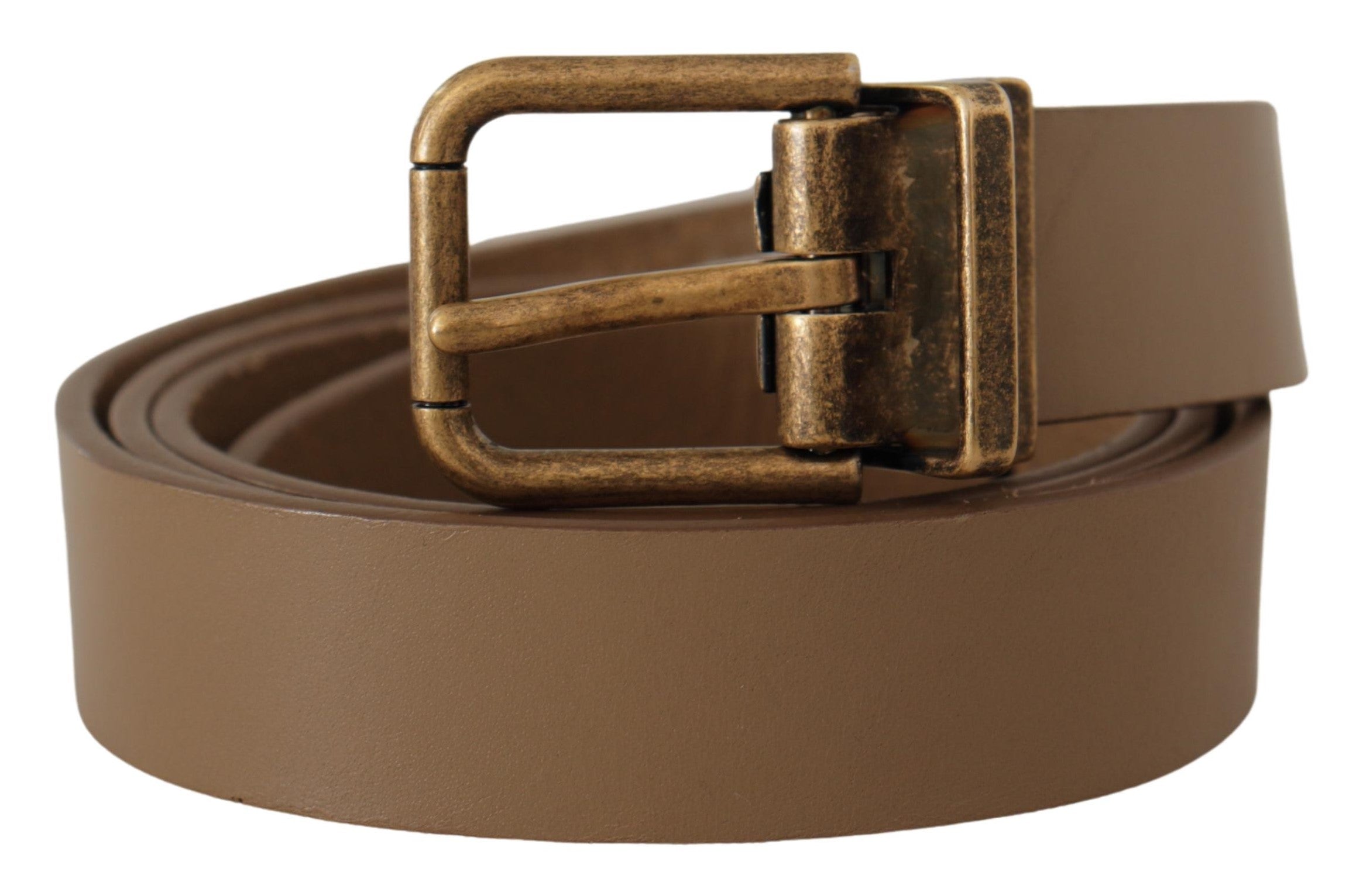 Dolce & Gabbana Brauner Massivledergürtel mit Messingschnalle-2