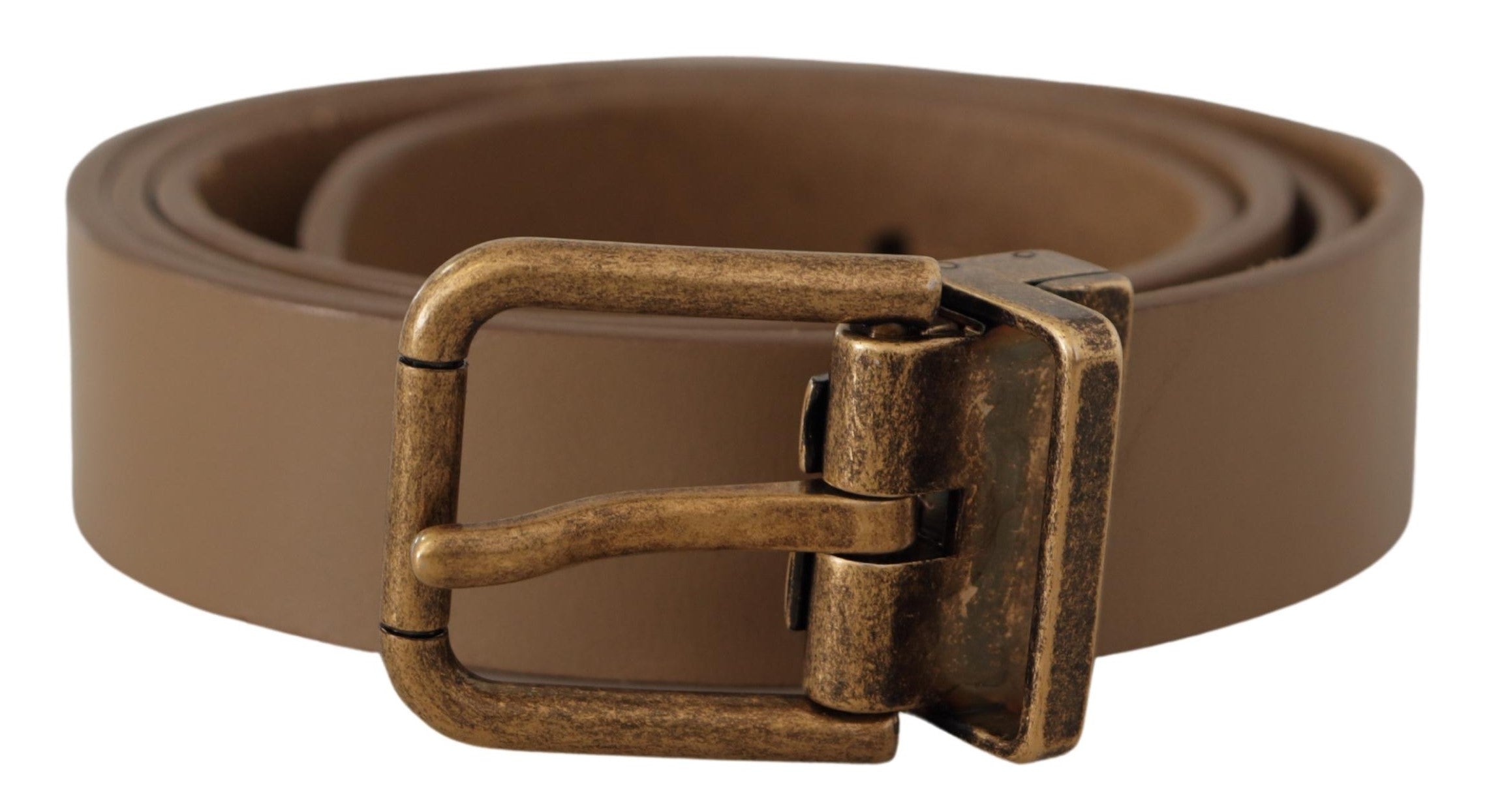 Dolce & Gabbana Brauner Massivledergürtel mit Messingschnalle-1