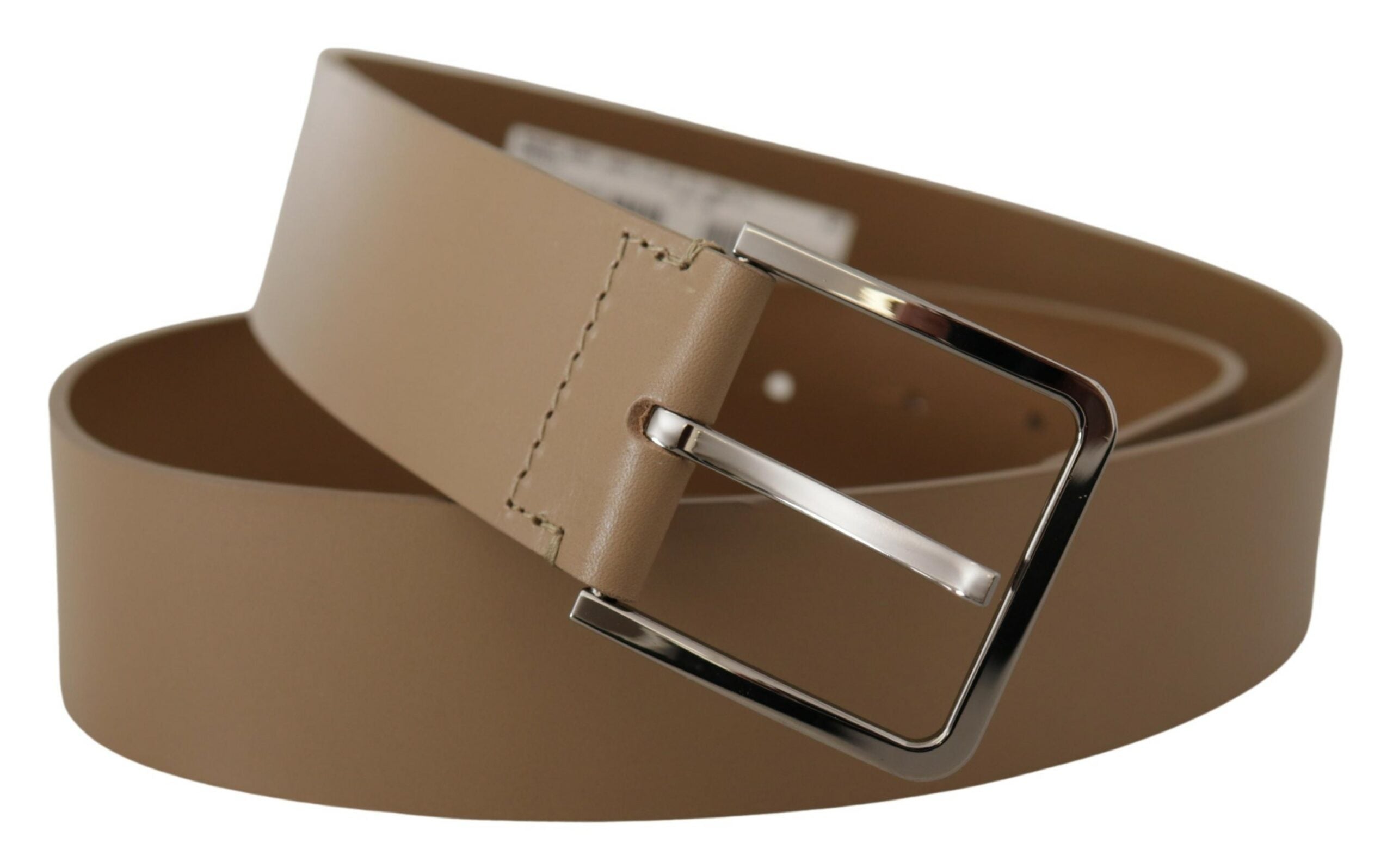 Dolce & Gabbana beige wide calfskin leather belt with silver metal-2