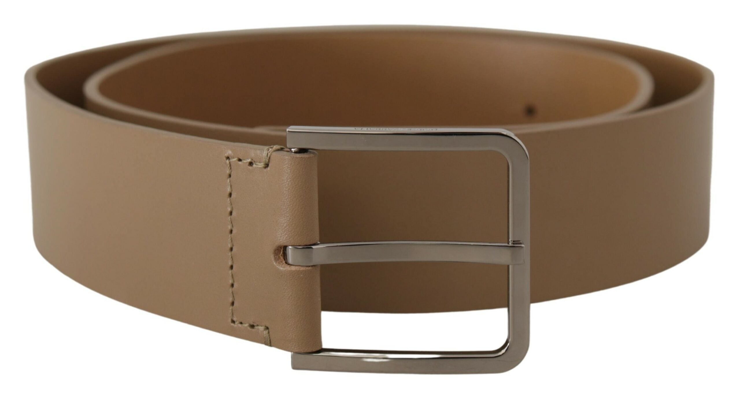 Dolce & Gabbana beige wide calfskin leather belt with silver metal-1