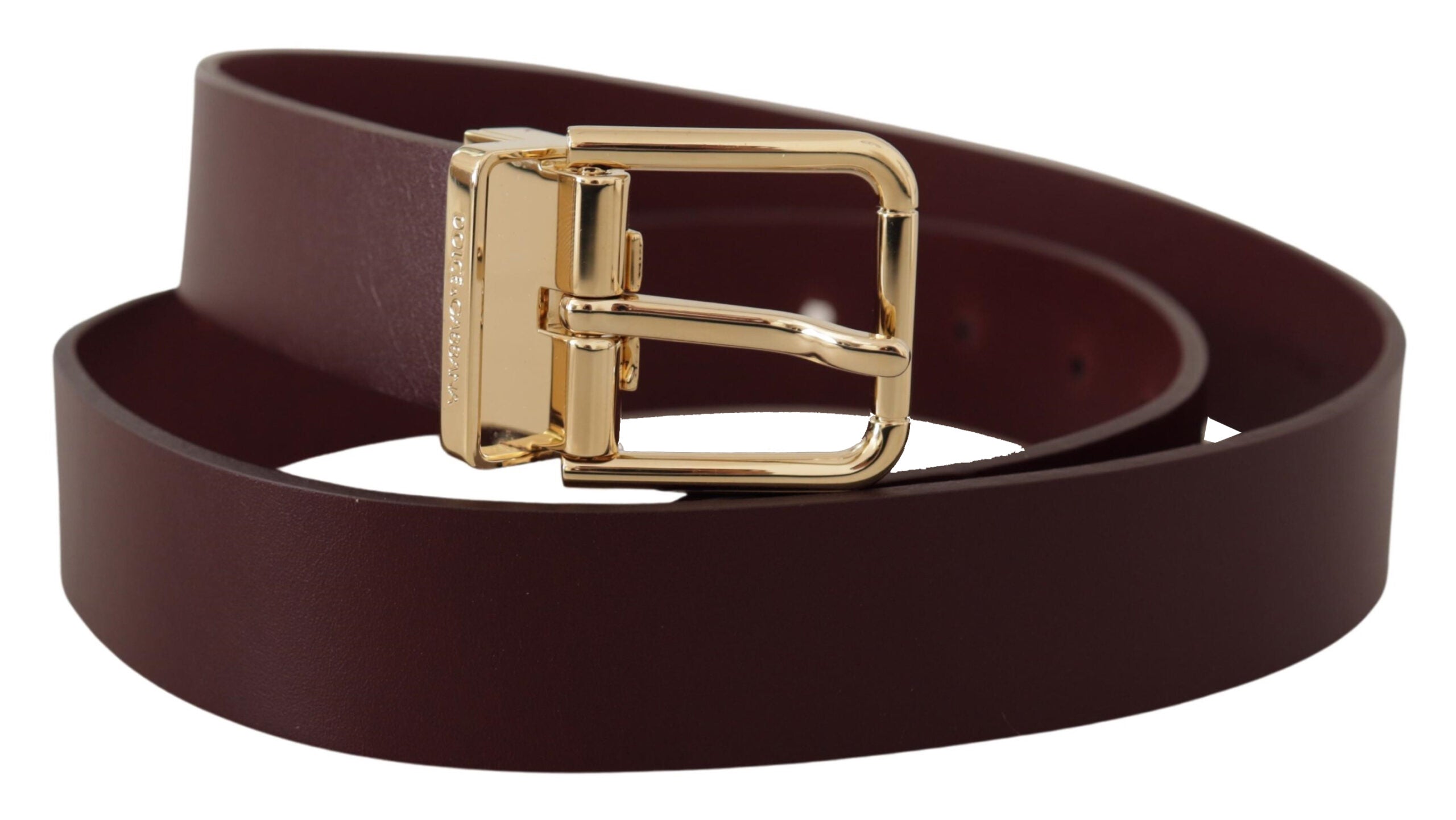 Dolce & Gabbana chestnut brown vitello leather belt with gold metal buckle-2