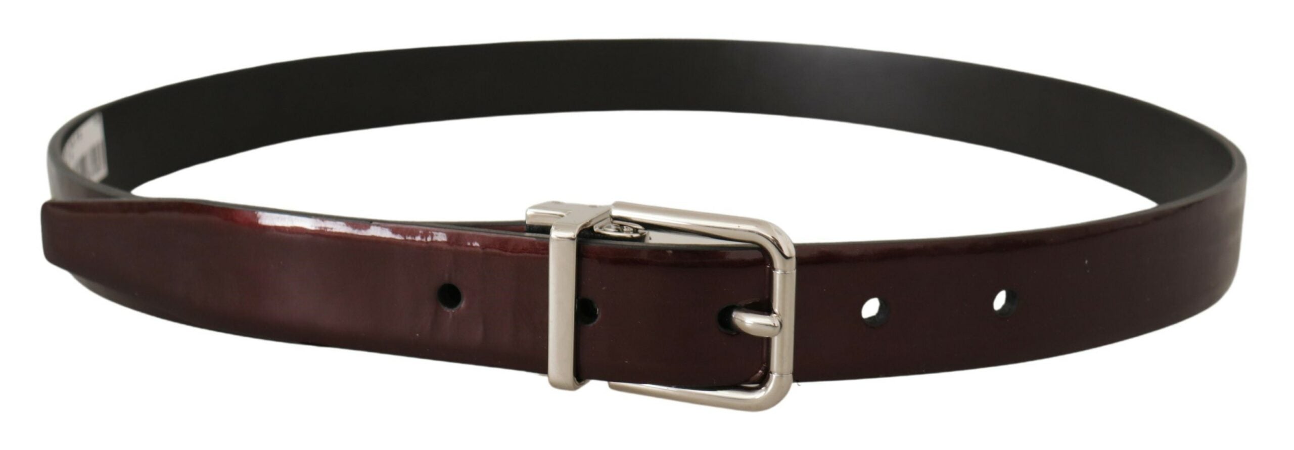 Dolce & Gabbana brown patent leather belt with silver metal buckle-3