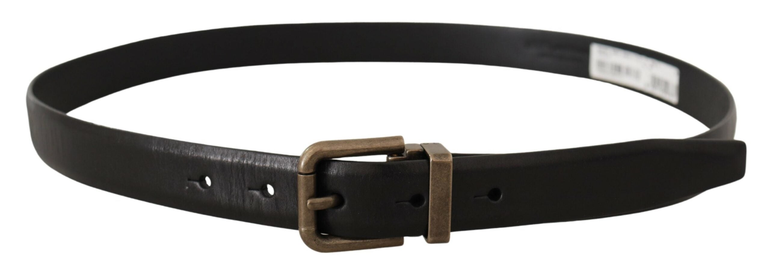 Cinturón Dolce & Gabbana de piel de becerro negra con hebilla de caja de latón cepillado-3
