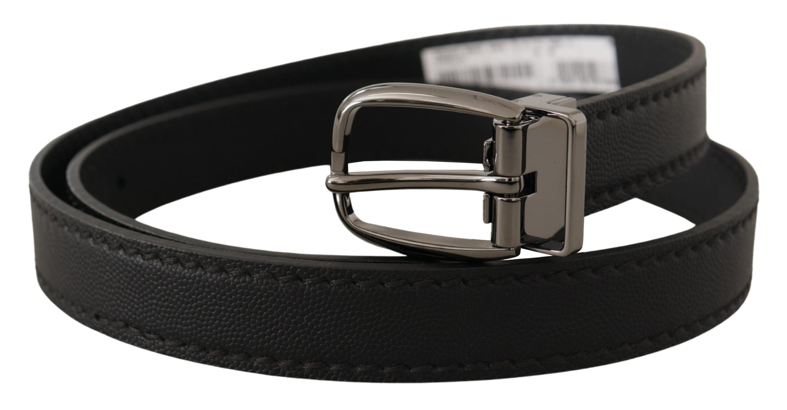 Cinturón de piel negra Dolce & Gabbana con hebilla metálica con el logotipo-3