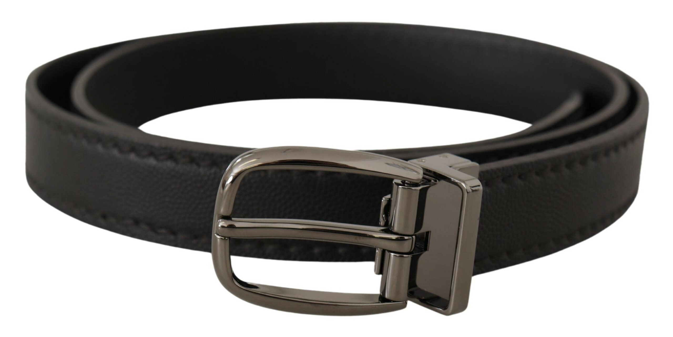 Cinturón de piel negra Dolce & Gabbana con hebilla metálica con el logotipo-1