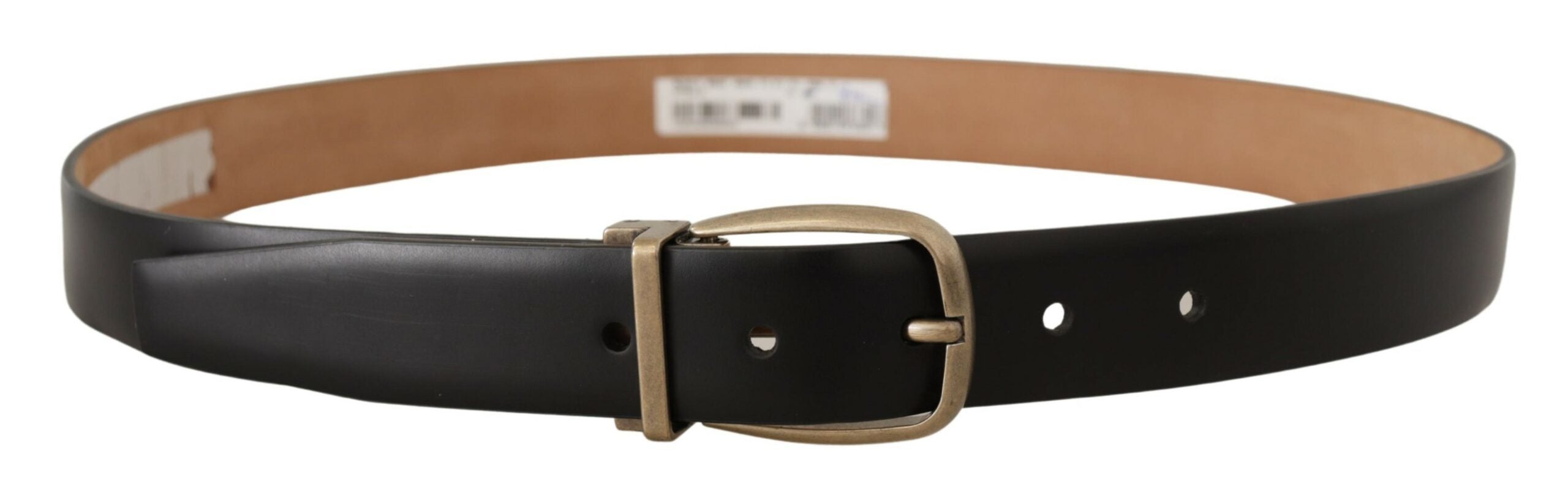 Dolce & Gabbana Schwarz Braun Backend Leder Vintage Metallschnalle Gürtel-3