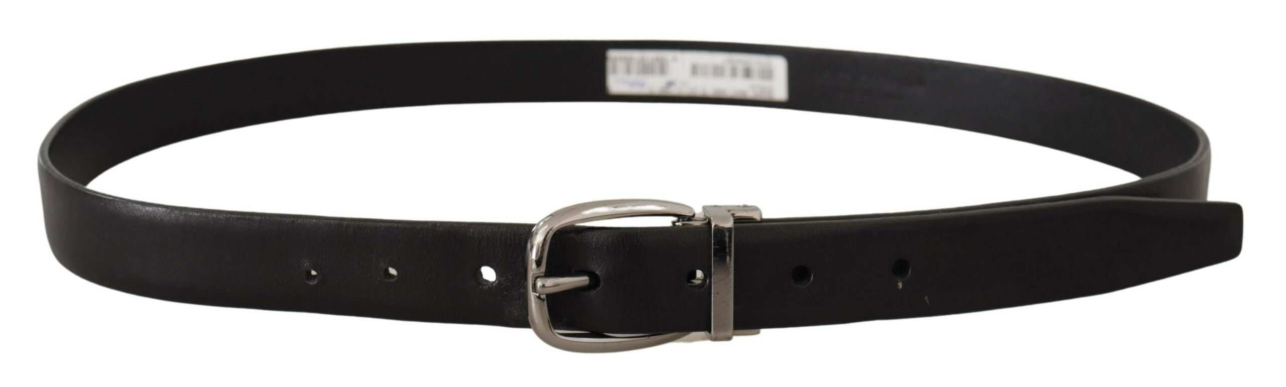 Dolce & Gabbana Schwarzer Leder Chrom Logo Metallschnalle Gürtel-2