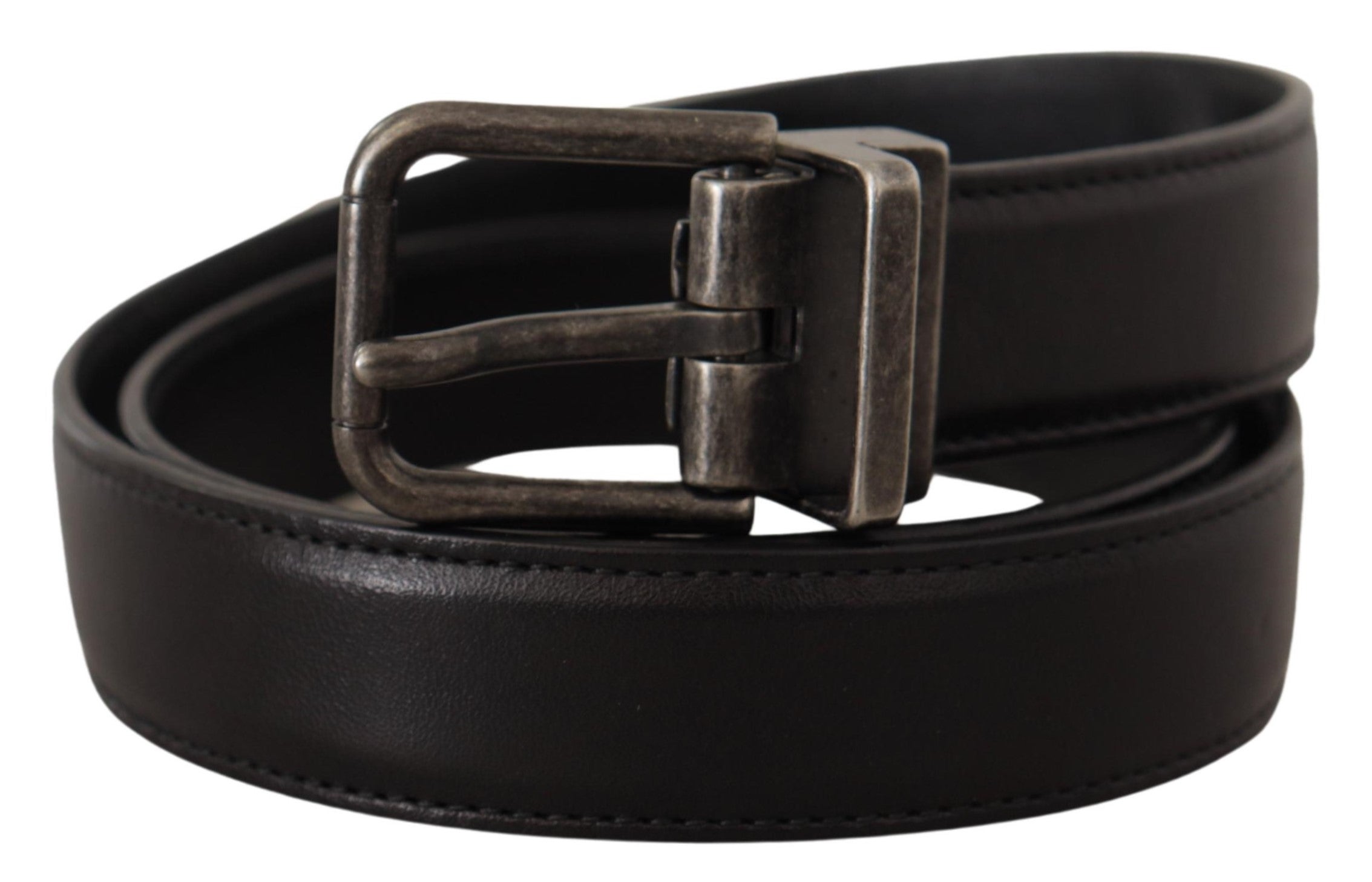 Dolce & Gabbana black calfskin belt with logo and metal buckle-2
