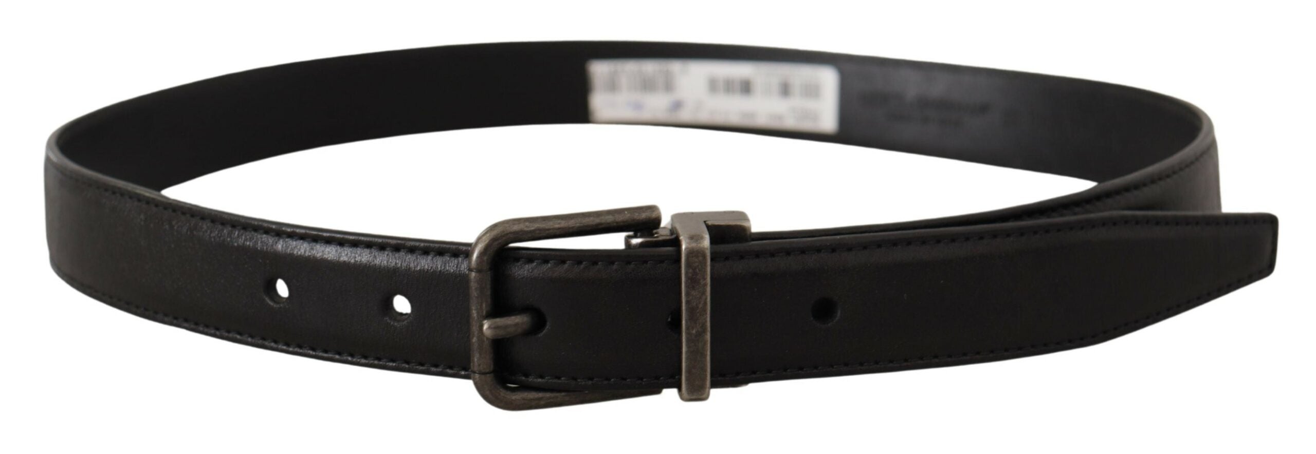 Dolce & Gabbana black calfskin belt with logo and metal buckle-3