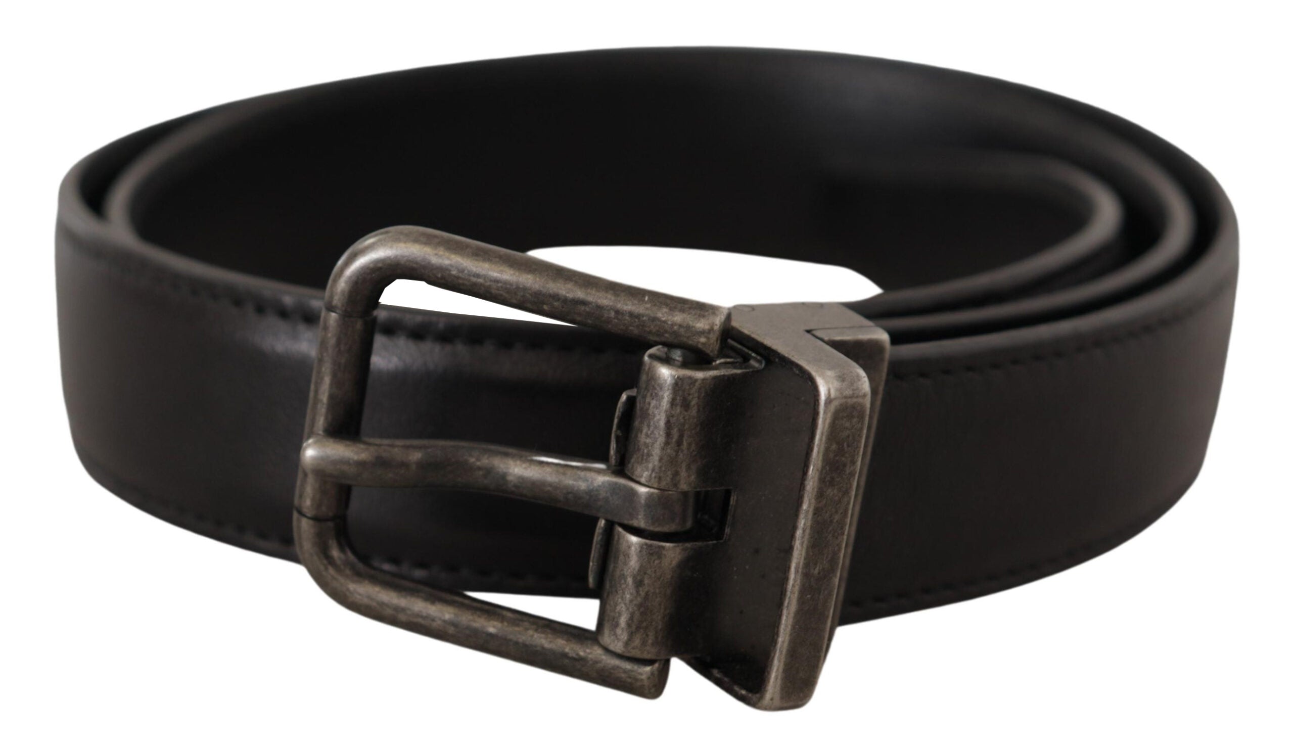 Dolce & Gabbana black calfskin belt with logo and metal buckle-1