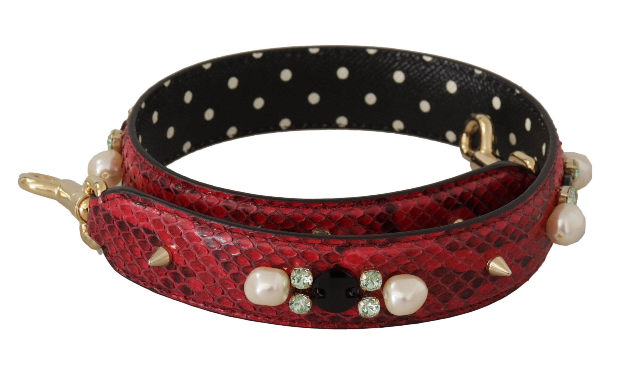 Bolso Dolce & Gabbana de piel exótica roja con correa de hombro con cristales-1