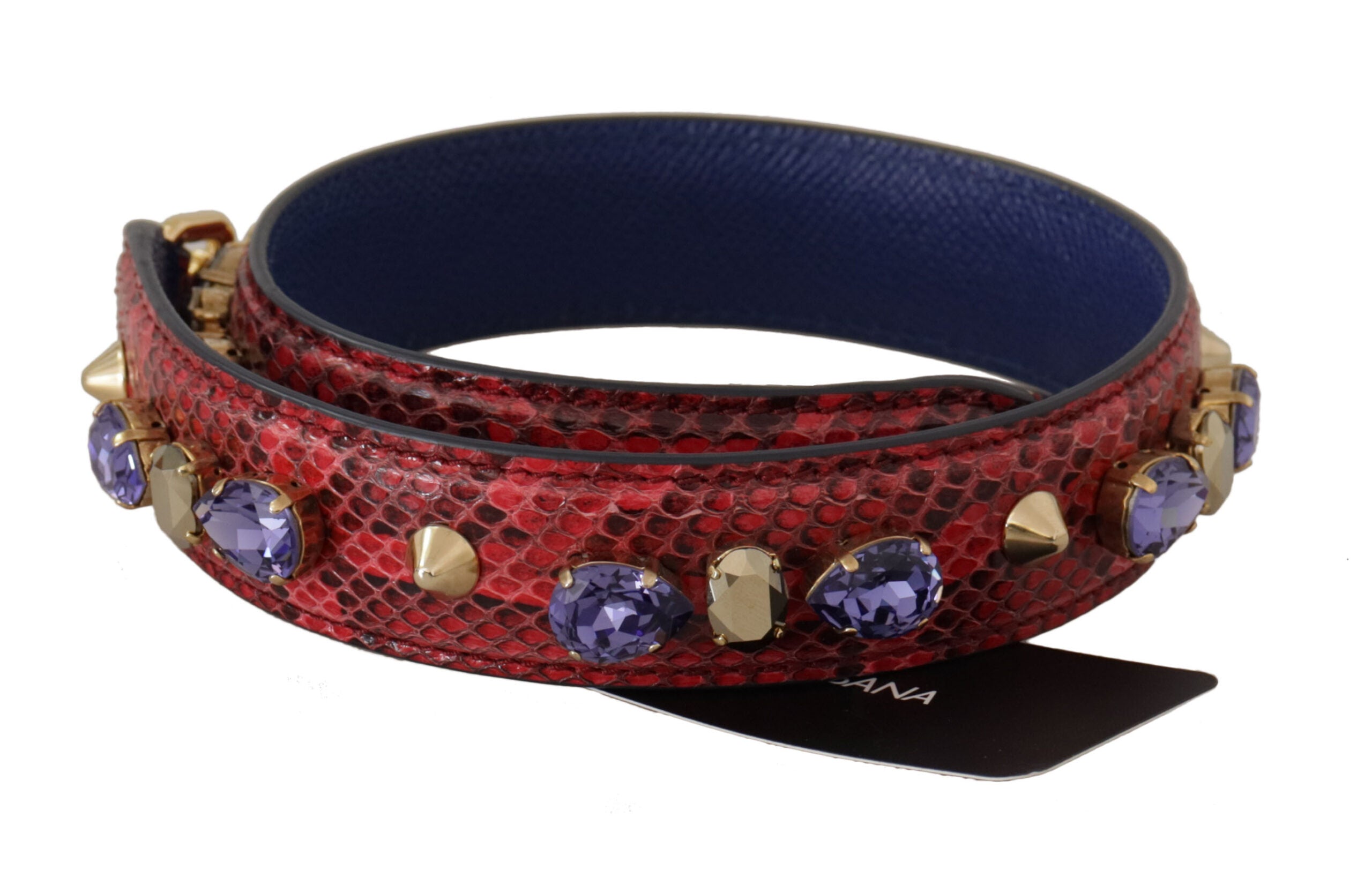 Dolce & Gabbana Rote exotische Ledertasche mit Kristallen Schulterriemen-1