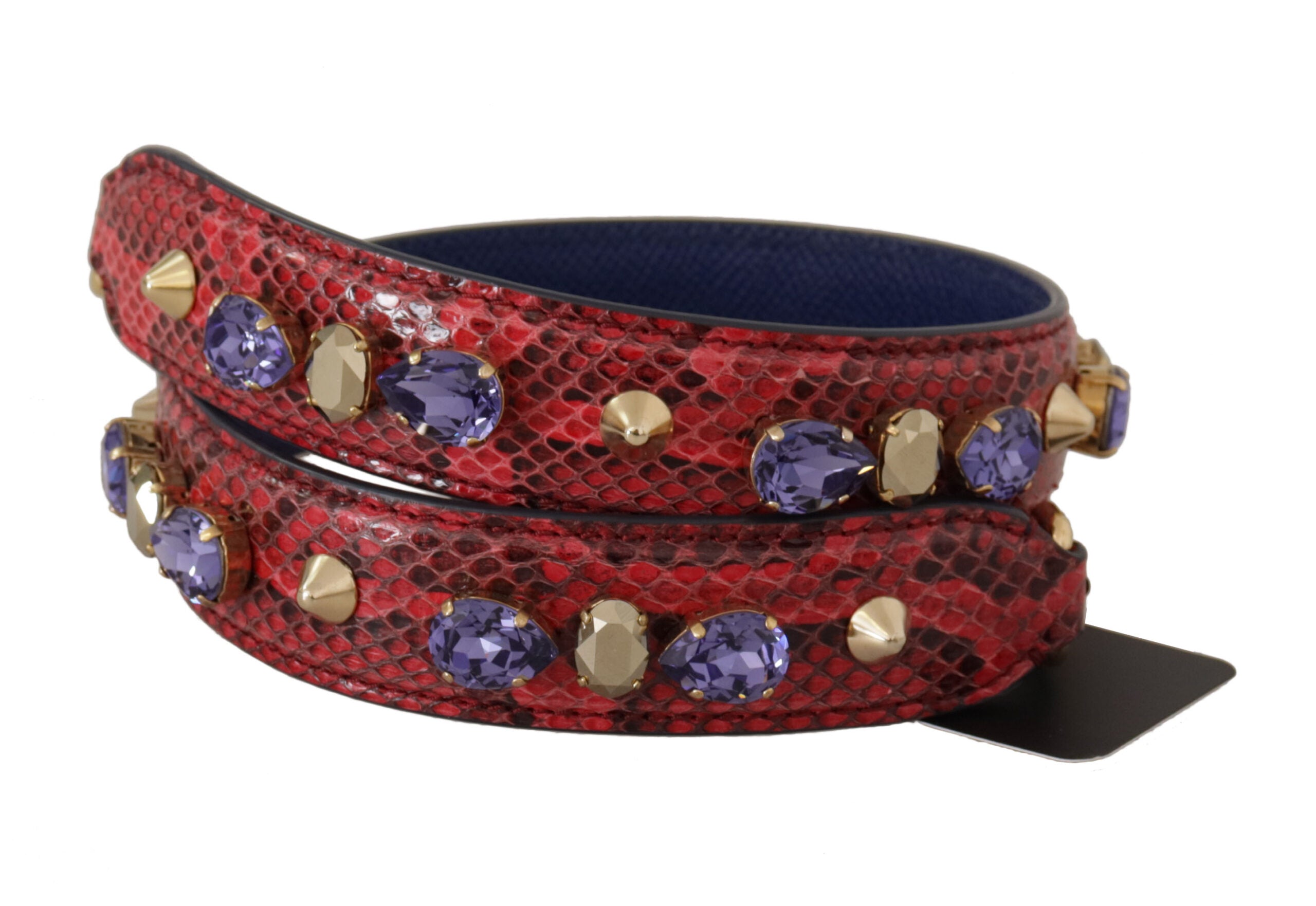 Dolce & Gabbana Rote exotische Ledertasche mit Kristallen Schulterriemen-2