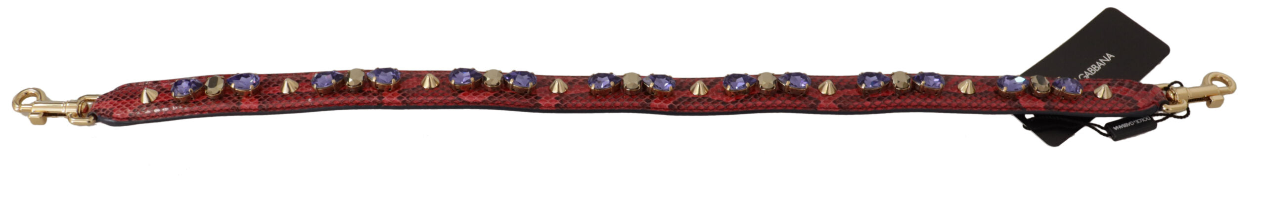 Dolce & Gabbana Rote exotische Ledertasche mit Kristallen Schulterriemen-3