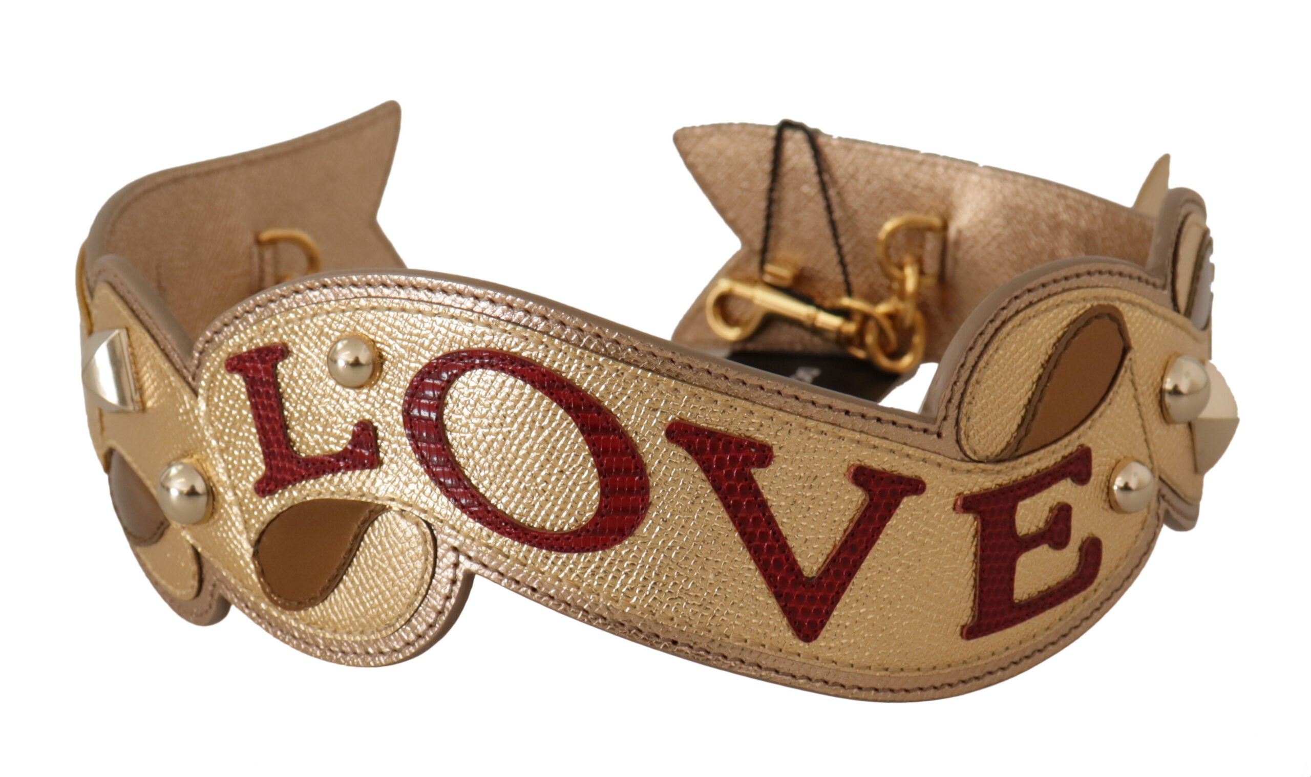 Dolce & Gabbana Gold Leder LOVE Patch Tasche Schulterriemen-1