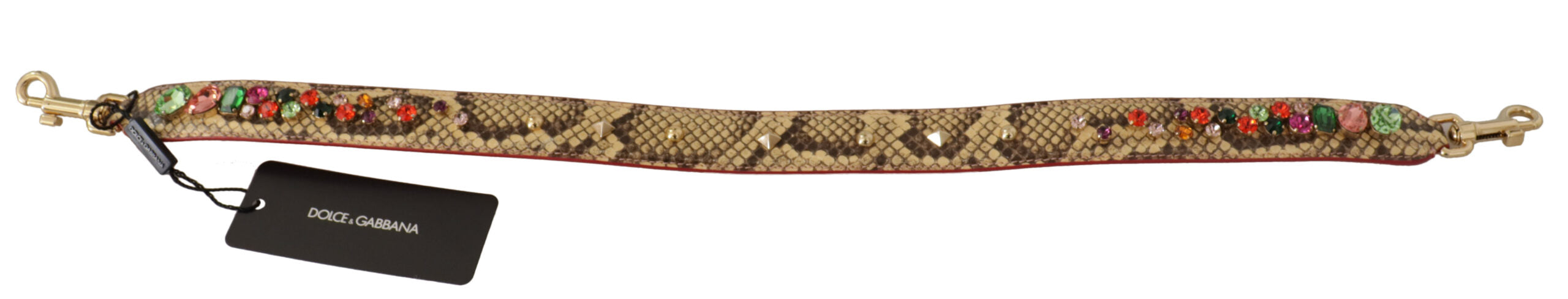 Dolce & Gabbana Beige Exotic Leather Crystals Schulterriemen-4