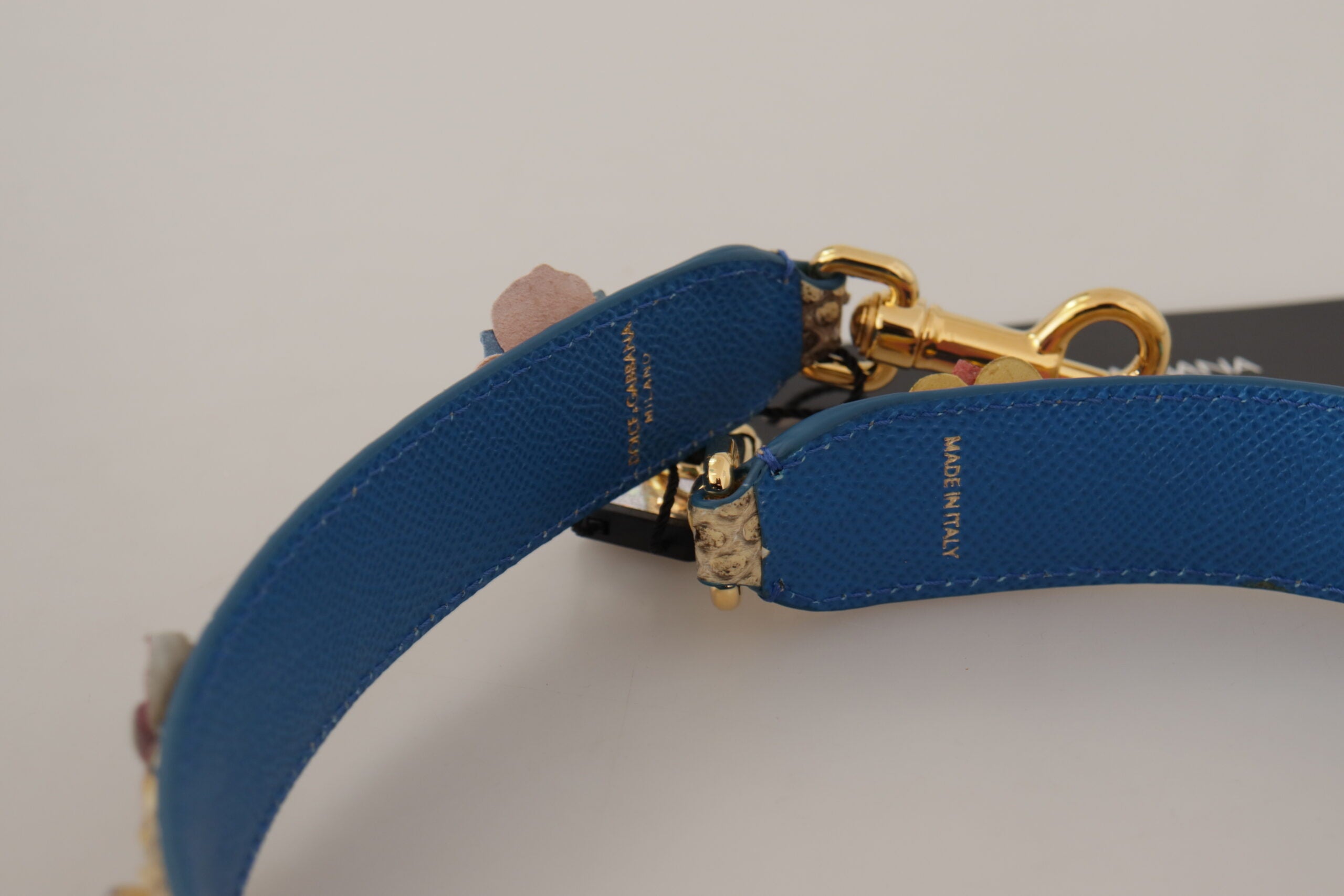 Dolce & Gabbana Beigefarbener Pythonleder-Schulterriemen mit floralen Nieten-4