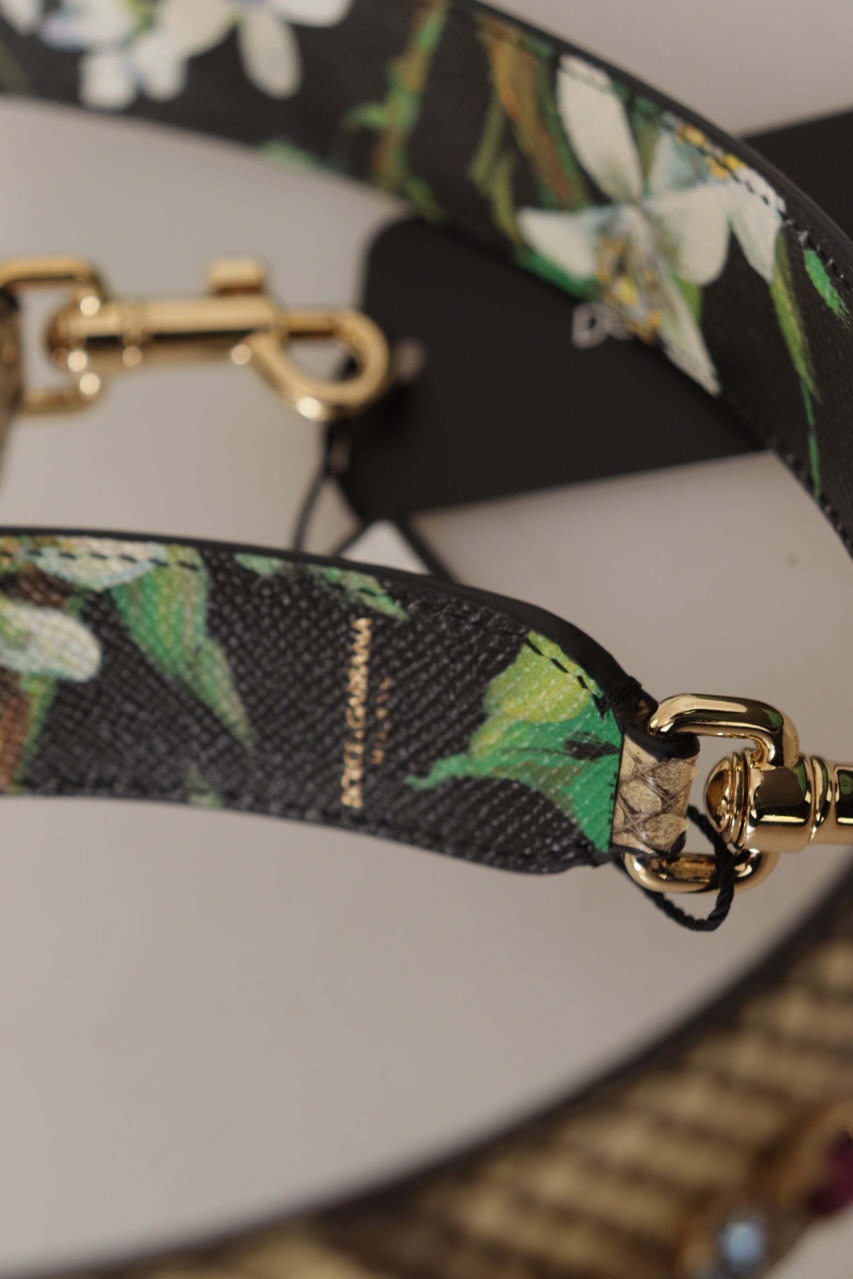 Dolce & Gabbana Beige Exotic Leather Crystals Reversible Shoulder Strap-4
