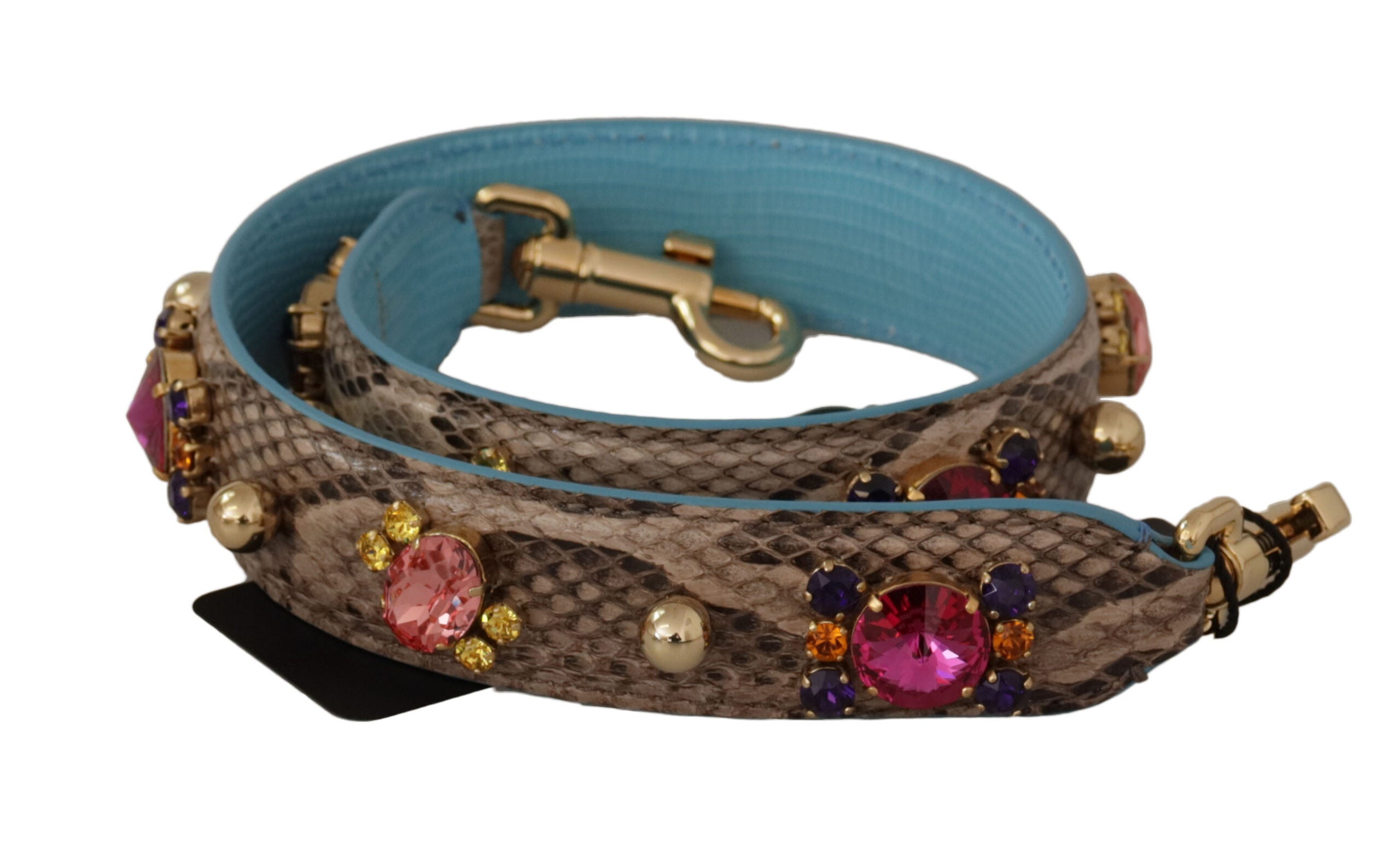 Dolce & Gabbana Braunes exotisches Leder mit Kristallen Schulterriemen-1