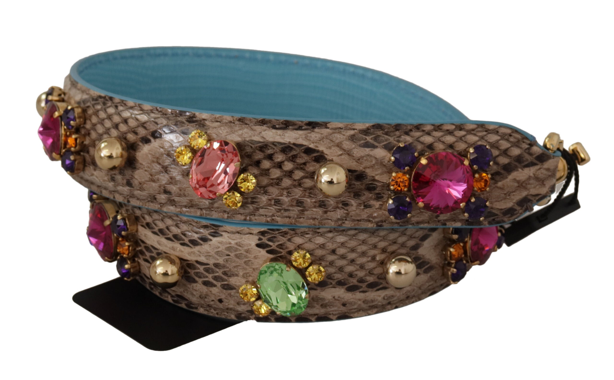 Dolce & Gabbana Braunes exotisches Leder mit Kristallen Schulterriemen-2